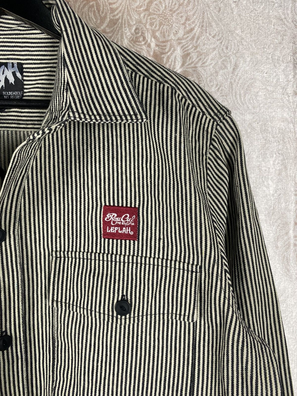 Japanese Brand Vintage LEFLAH Hickory Stripe Workwear Shirt Jacket Japanese Size US XL / EU 56 / 4 - 6 Thumbnail