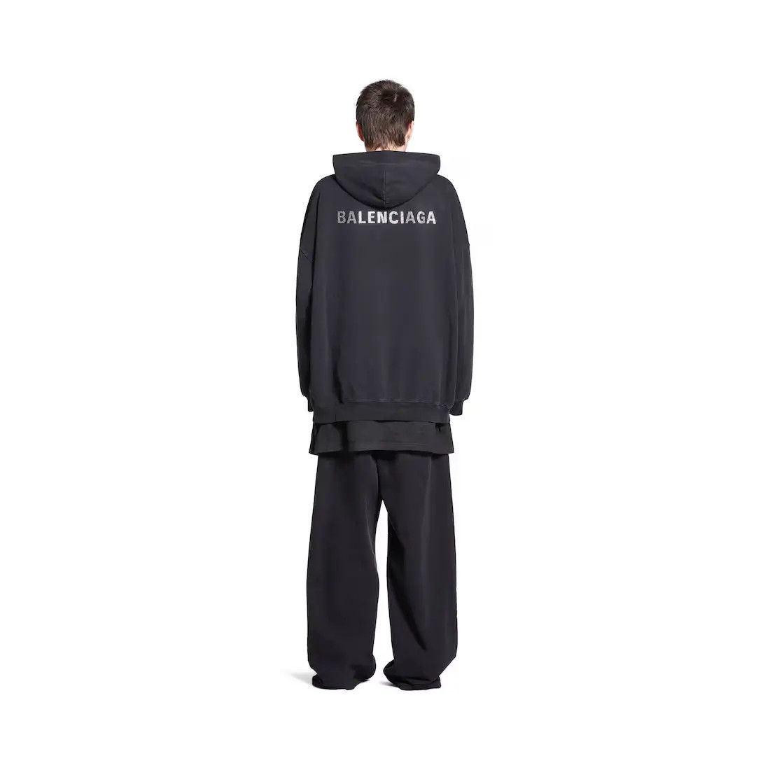 Balenciaga o1in1g0725 Back Hoodie Large Fit in Black Size XL / US 12-14 / IT 48-50 - 4 Thumbnail