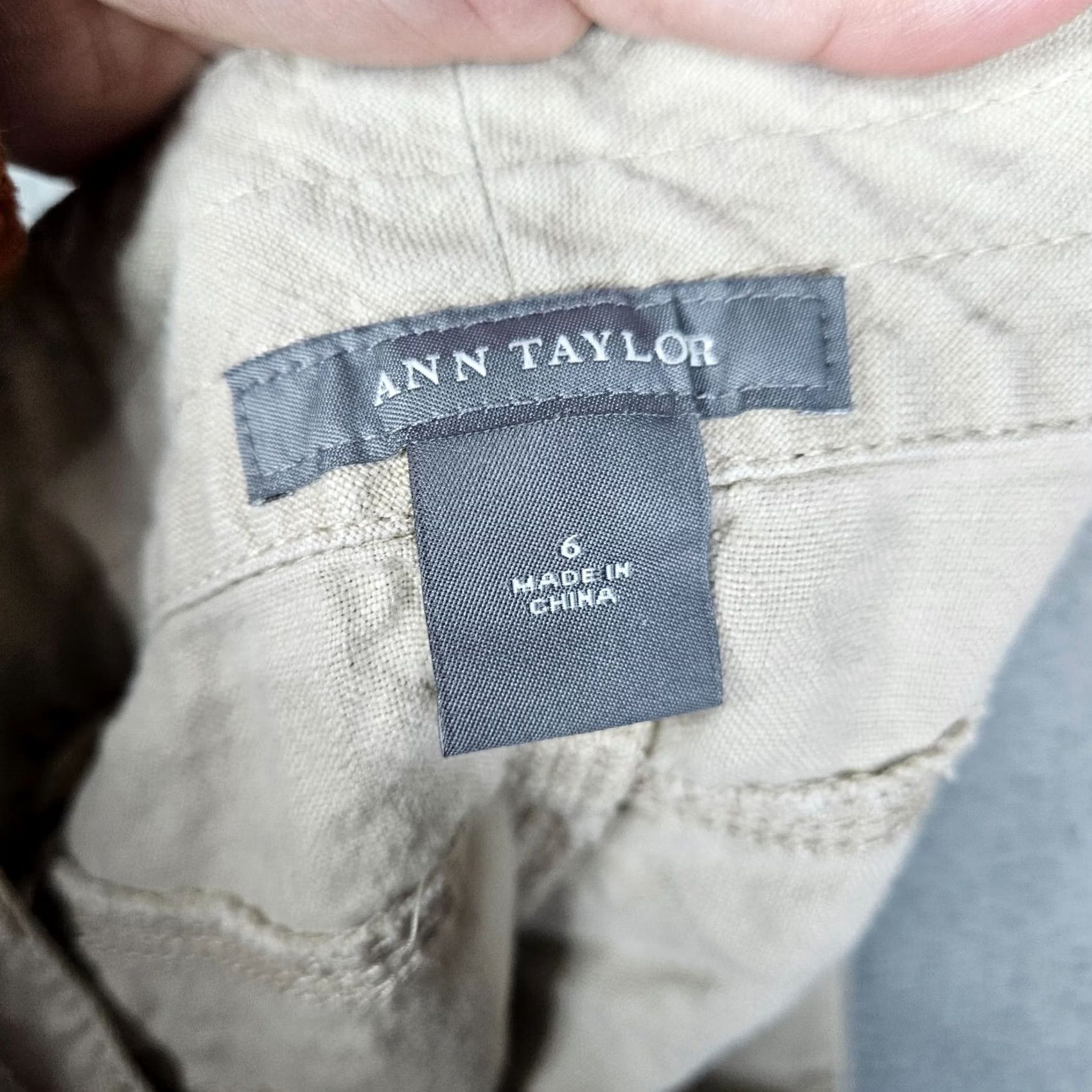 Ann Taylor Ann Taylor Women's Skirt Cargo Pockets 100% Linen Beige Size 6 Short, Beige, Regular, Wool? Size 28" / US 6 / IT 42 - 5 Thumbnail