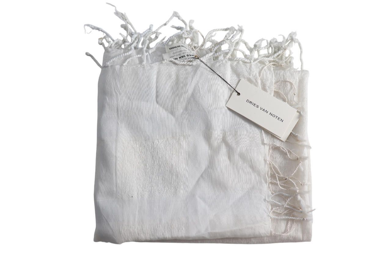 Dries Van Noten Dries Van Noten Unisex White Farriss Scarf Silk Cotton NWT Size ONE SIZE - 2 Thumbnail