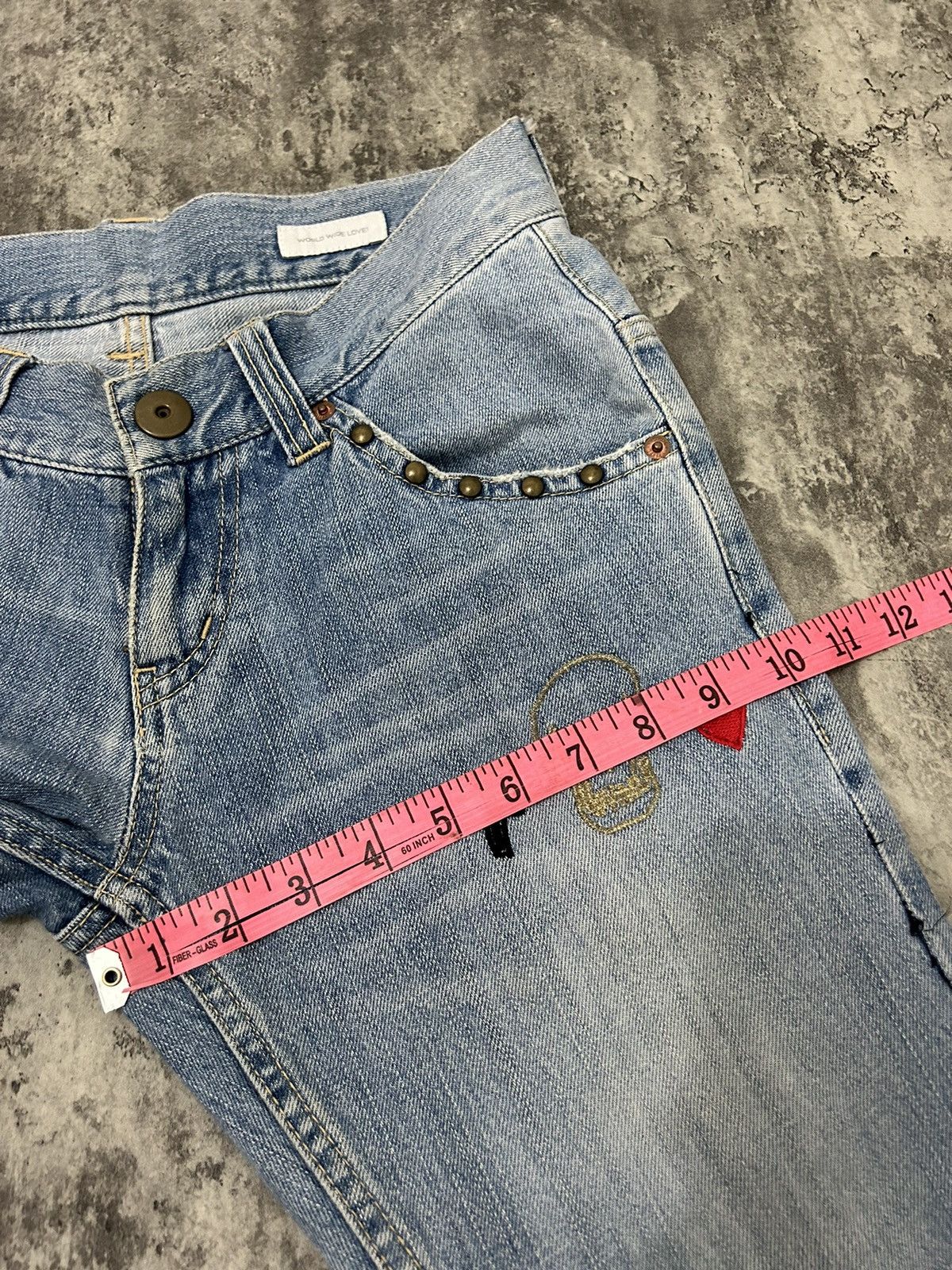 Hysteric Glamour × Japanese Brand × Seditionaries Word Wide Love Skull Ring Distressed Jeans Size US 30 / EU 46 - 17 Thumbnail