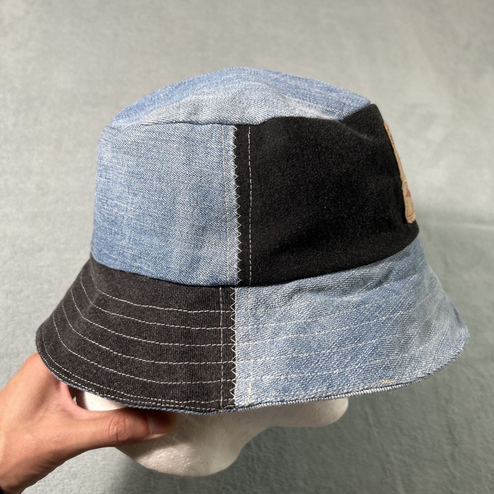 Levi's Patchwork Denim Panel Bucket Hat Large Reversible Granola Size ONE SIZE - 6 Thumbnail