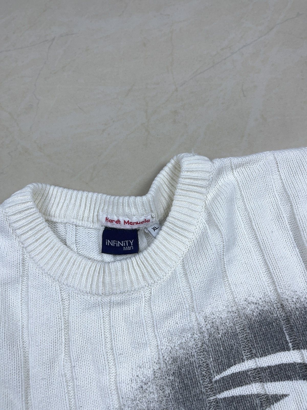 Vintage ➕ y2k tribal creme ribbed boxy oversized sweater skate Size US XL / EU 56 / 4 - 4 Thumbnail