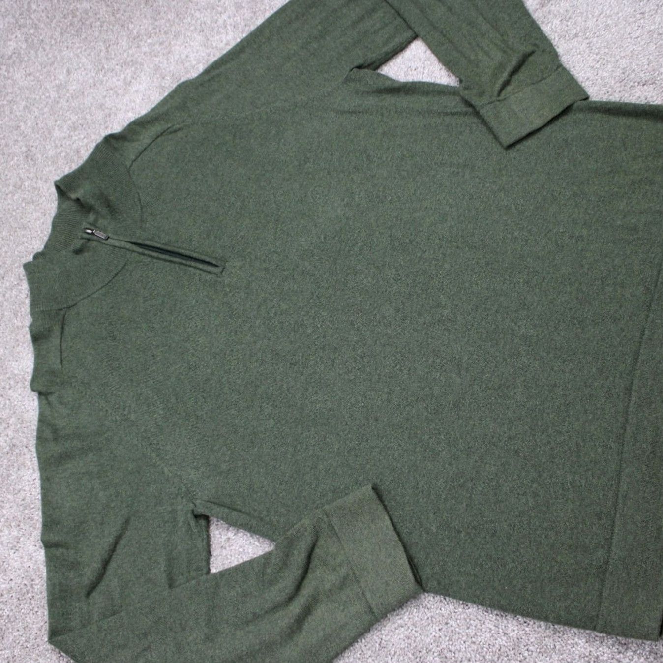 Vintage L.L. Bean Sweater Mens Large Green 1/4 Zip Pullover Casual Knit Cashmere Cotton Sweatshirt L/S Size US L / EU 52-54 / 3 - 6 Thumbnail