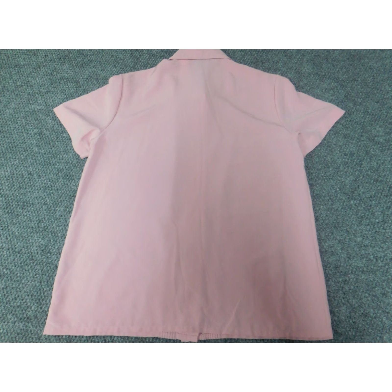 Vintage Claudia Richard Womens Button-Up Shirt Blouse 10 Pink Short Sleeve Collared Ruffle Casual Regular Basic Classic Size L / US 10 / IT 46 - 6 Thumbnail