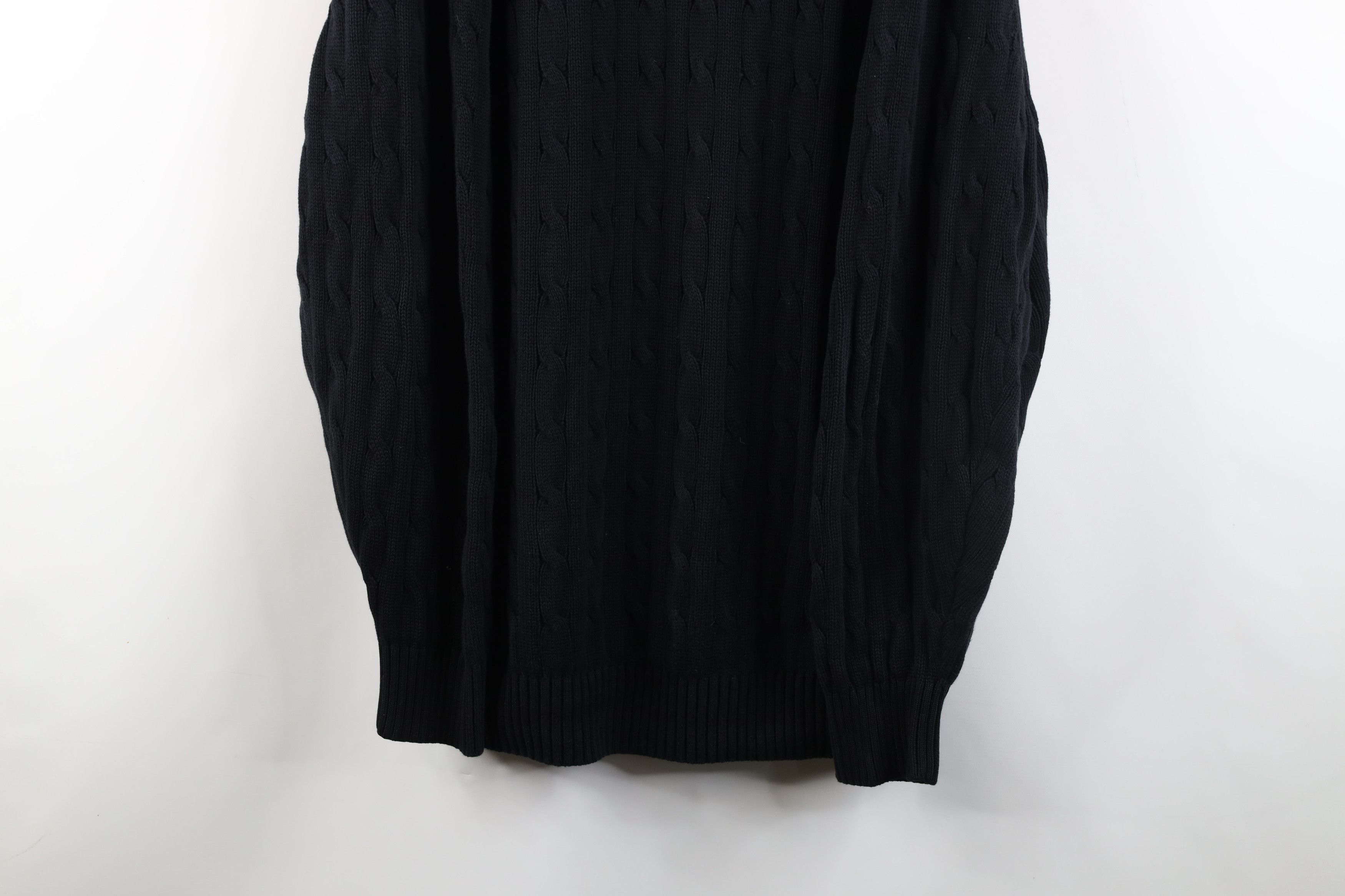 Vintage Vintage 90s Y2K Streetwear Cotton Cable Knit Sweater Black Size XXL / US 16-18 / IT 52-54 - 3 Thumbnail