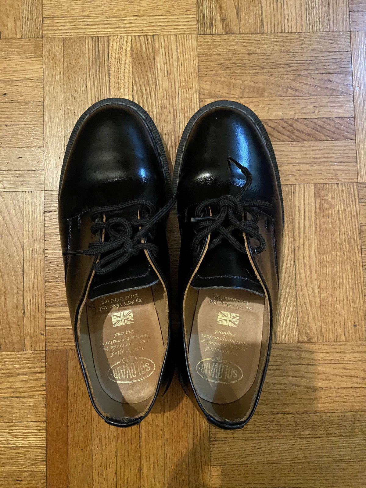 Solovair Solovair 3 Eyelet Derby Shoes Black Hi-Shine Size US 8 / IT 38 - 4 Thumbnail
