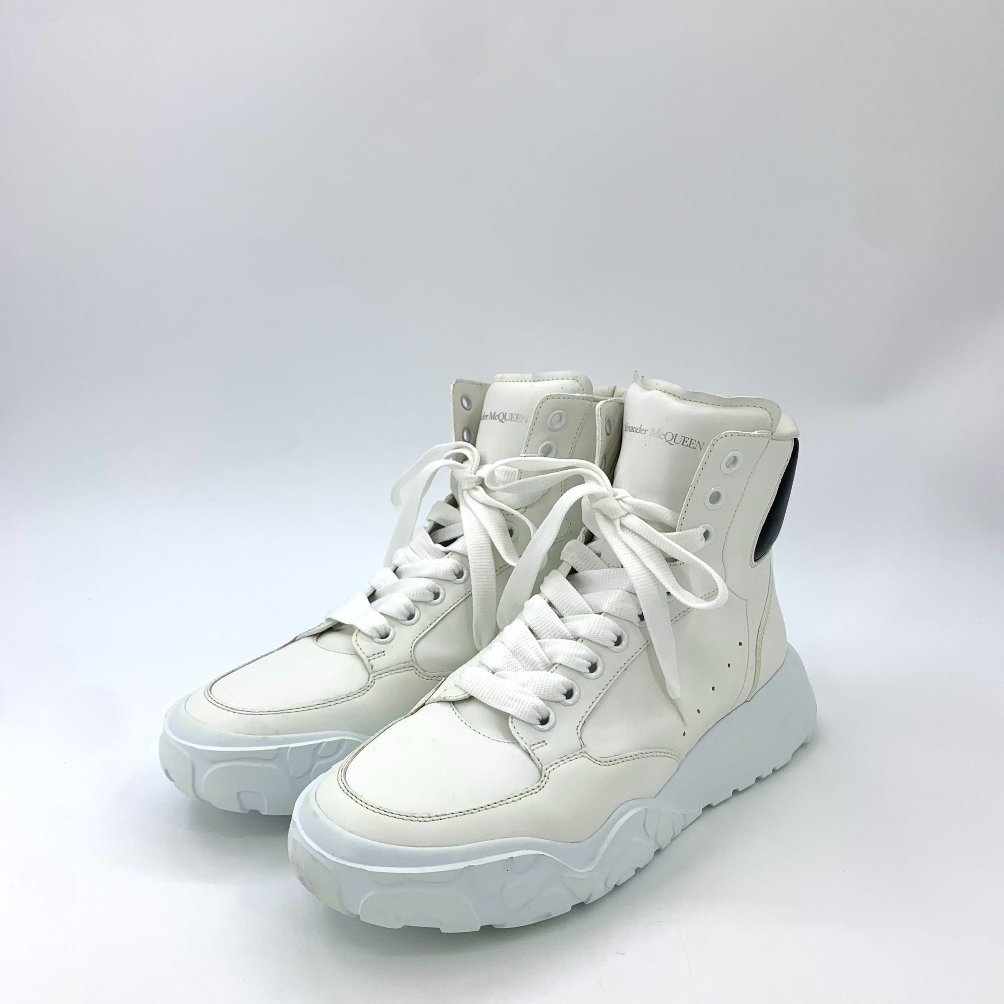 Alexander McQueen Alexander McQueen White Lace-Up Platform High-Top Sneakers ( Size US 11 / EU 44 - 1 Thumbnail