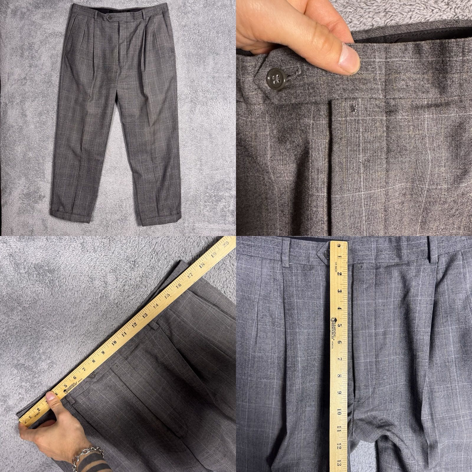 Hart Schaffner Marx Hart Schaffner Marx Suit Men 42R 34x28 Raised Napped Wool Gray Trumpeter Gold Size 42R - 10 Thumbnail