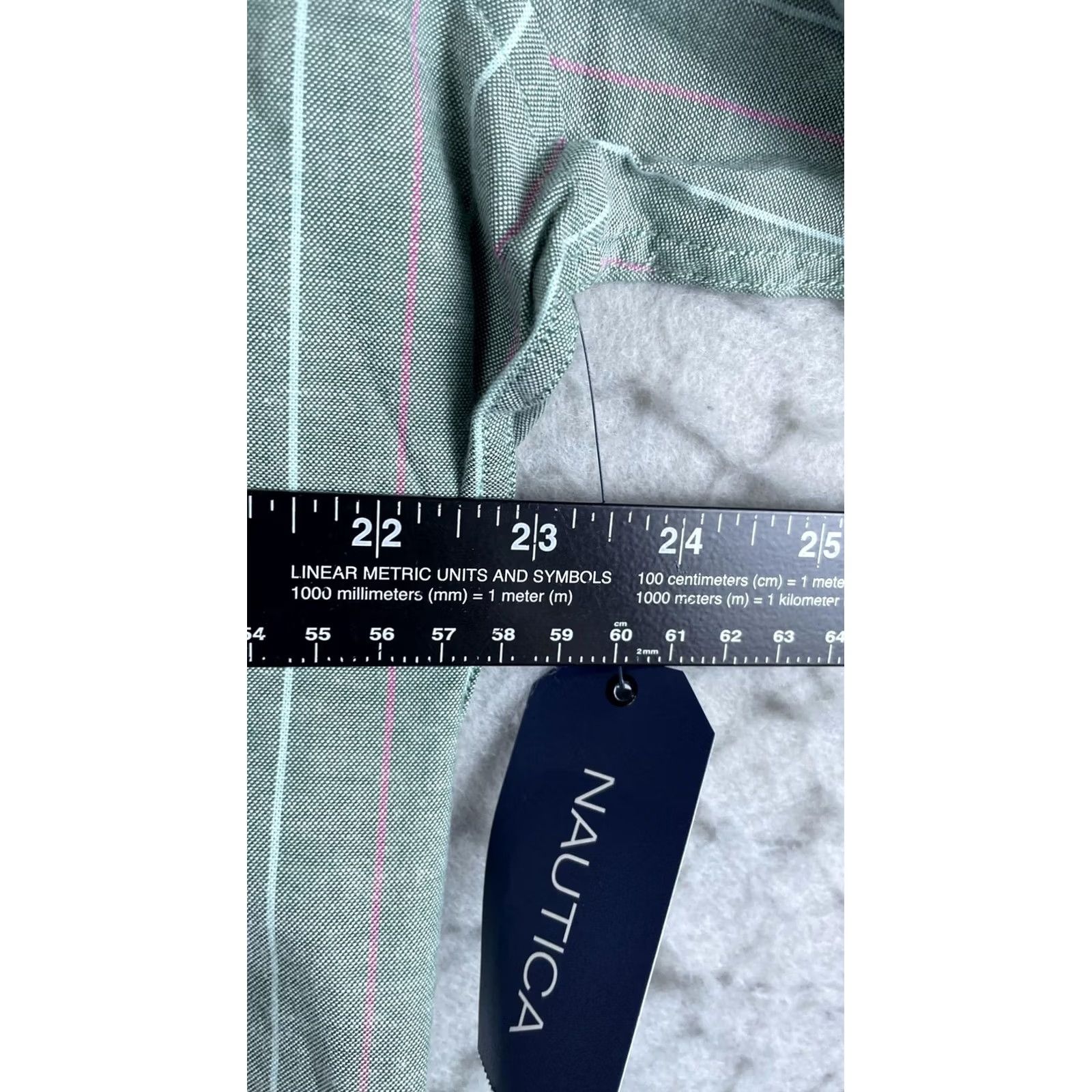 Nautica Nautica Shirt Mens Large Green Stripe Long Sleeve Button Front Stretch Casual Size US L / EU 52-54 / 3 - 7 Thumbnail