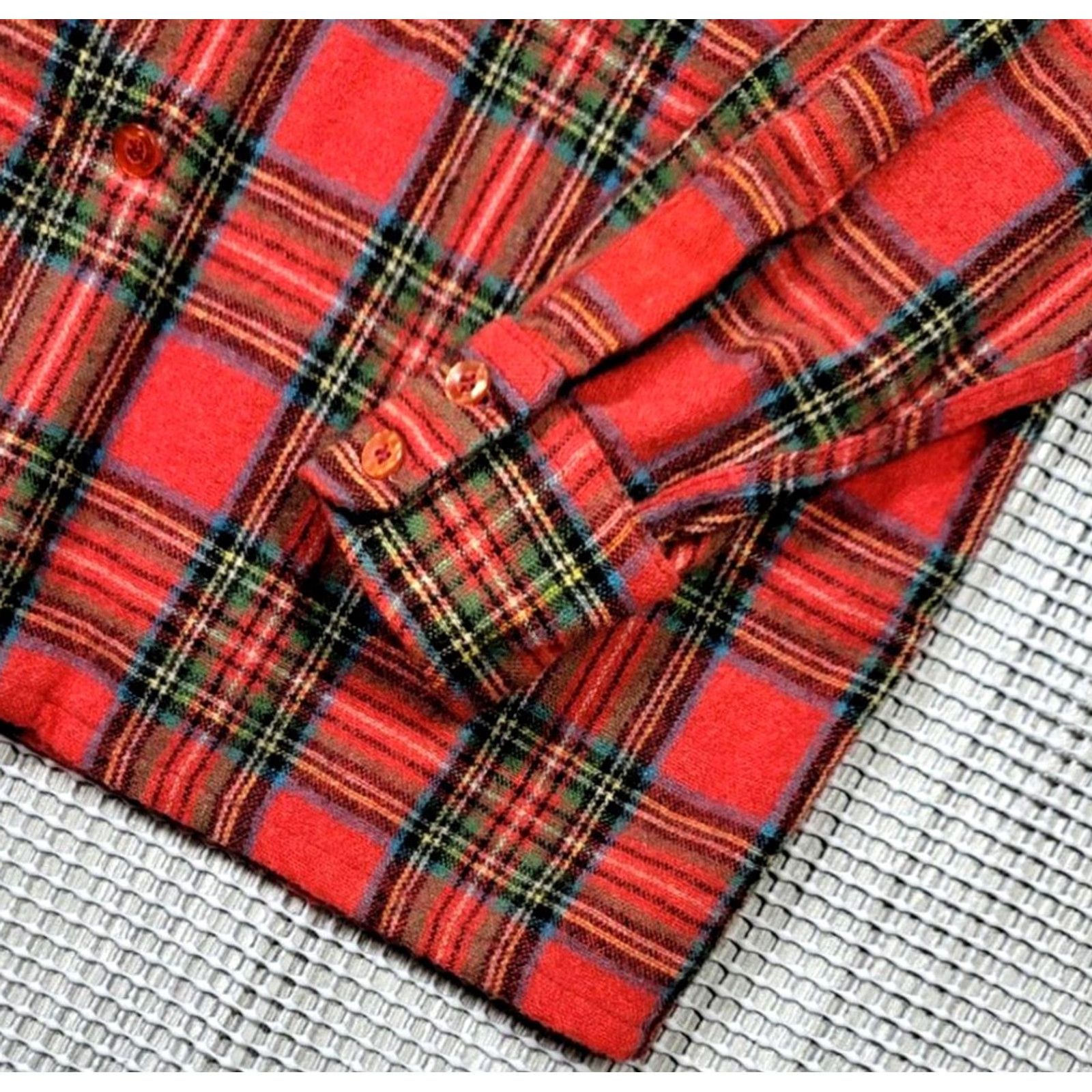 Vintage VTG Atkinson Wool Blend Loop Collar Button Up Shirt Mens L Plaid Quiled Pockets 60s 70s Vintage Red Short/Long Sleeve Shirt Size US L / EU 52-54 / 3 - 6 Thumbnail