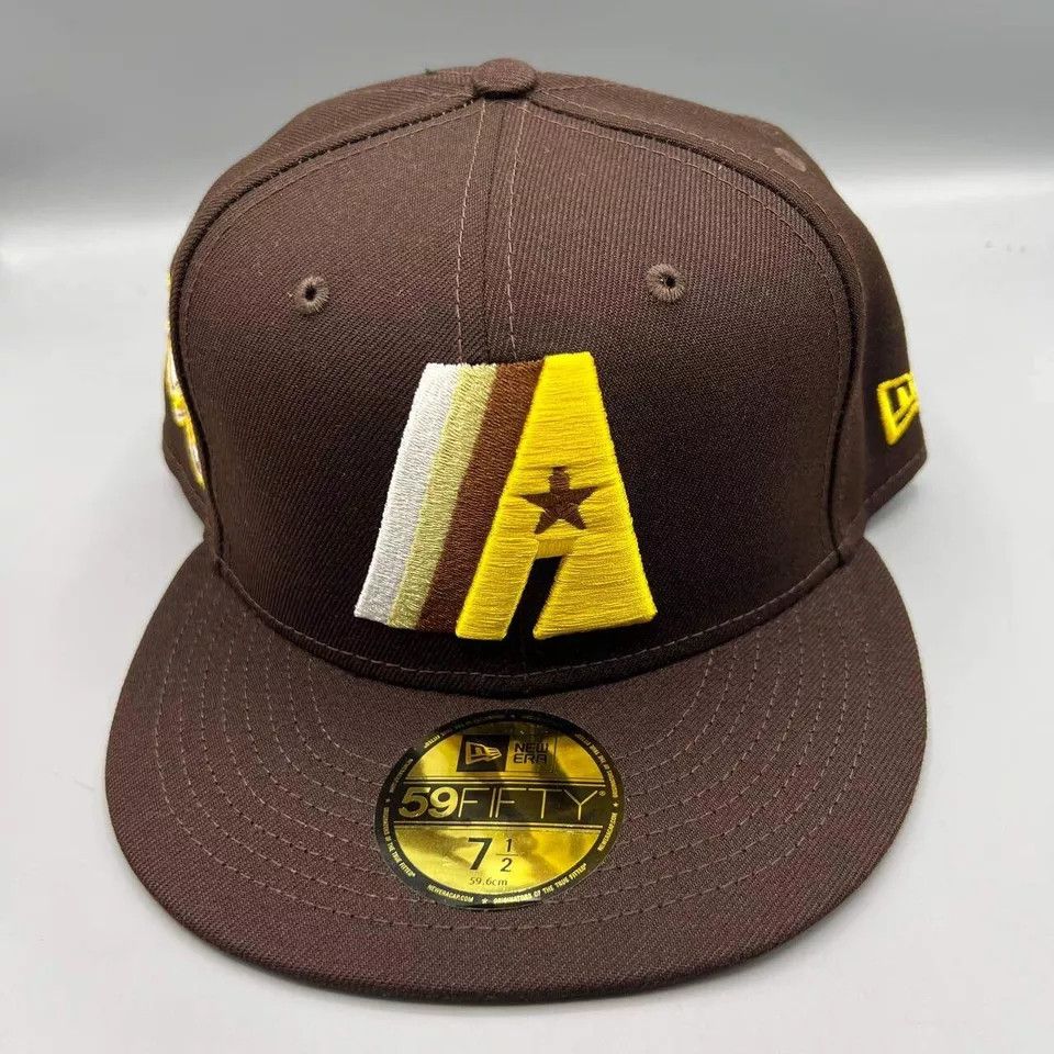 New Era Houston Astros Hat Men 7 1/2 59Fifty New Era MLB Fitted Cap Size ONE SIZE - 3 Thumbnail