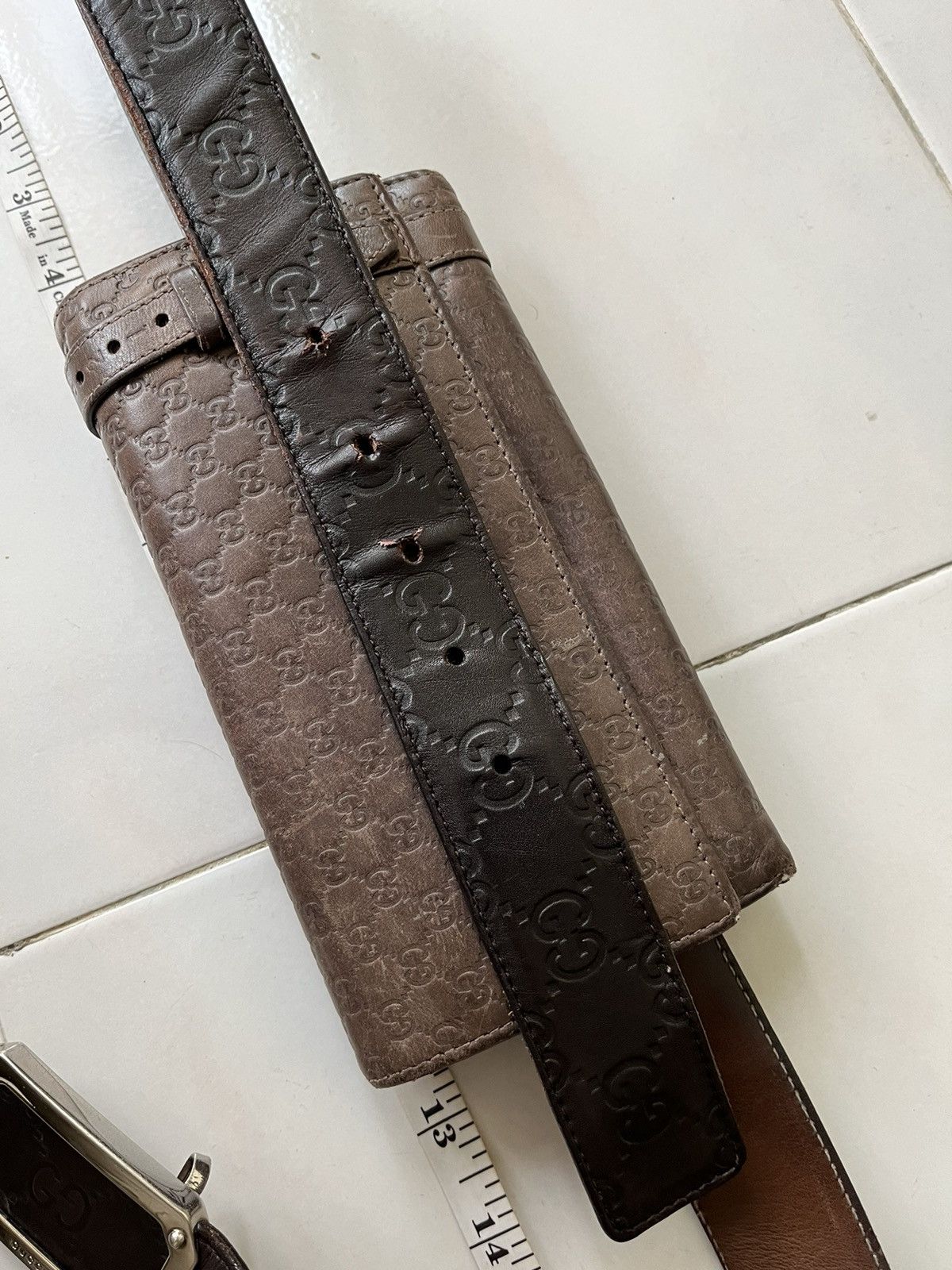 Gucci Gucci Dark Guccissima Leather Square Buckle Size ONE SIZE - 17 Thumbnail