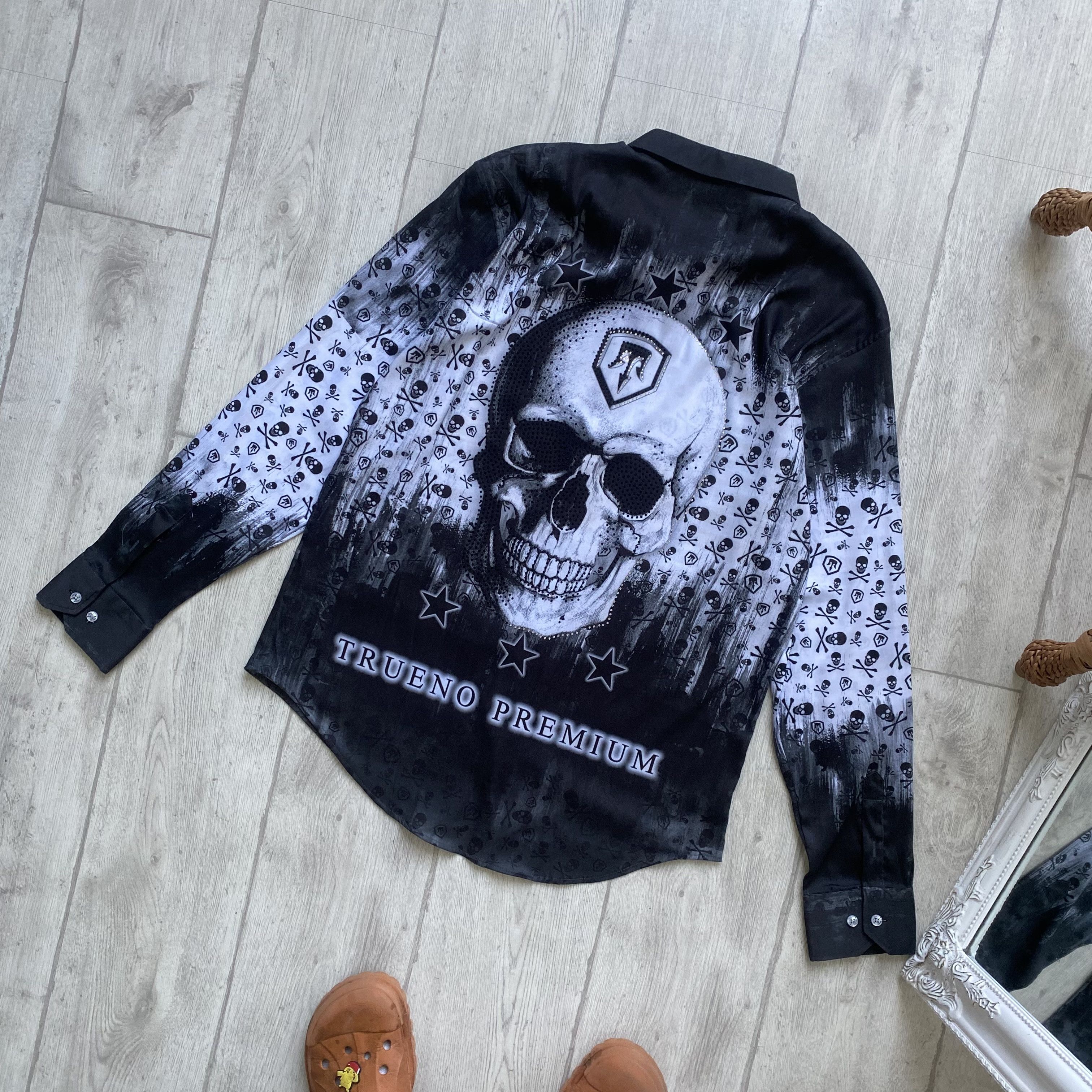 Affliction 💀Designer Phillip Plain style skull print shirt Y2K opium Size US L / EU 52-54 / 3 - 8 Thumbnail