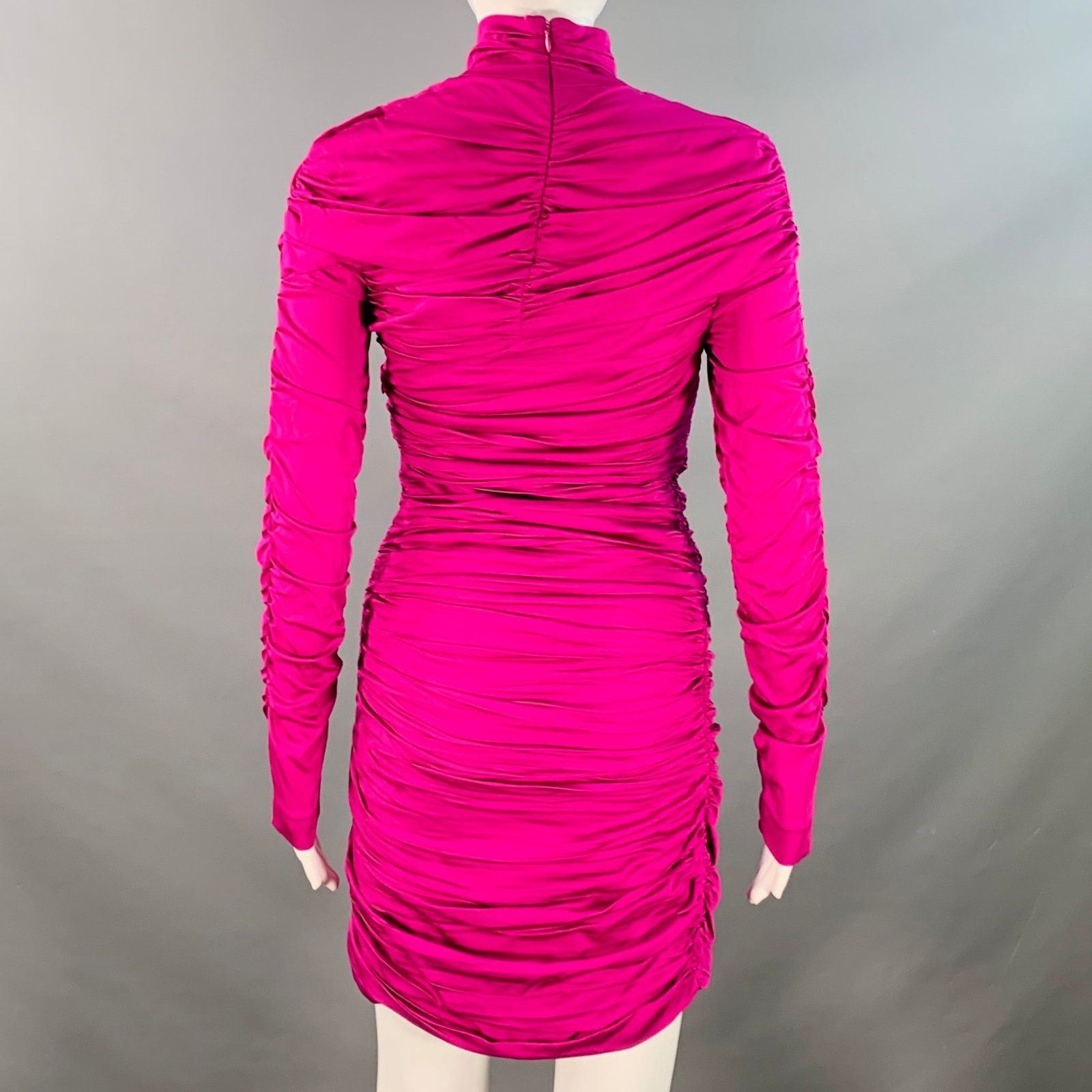 Stella McCartney Purple Raspberry Viscose Ruched Long Sleeve Cocktail Dress Size XS / US 0-2 / IT 36-38 - 3 Thumbnail