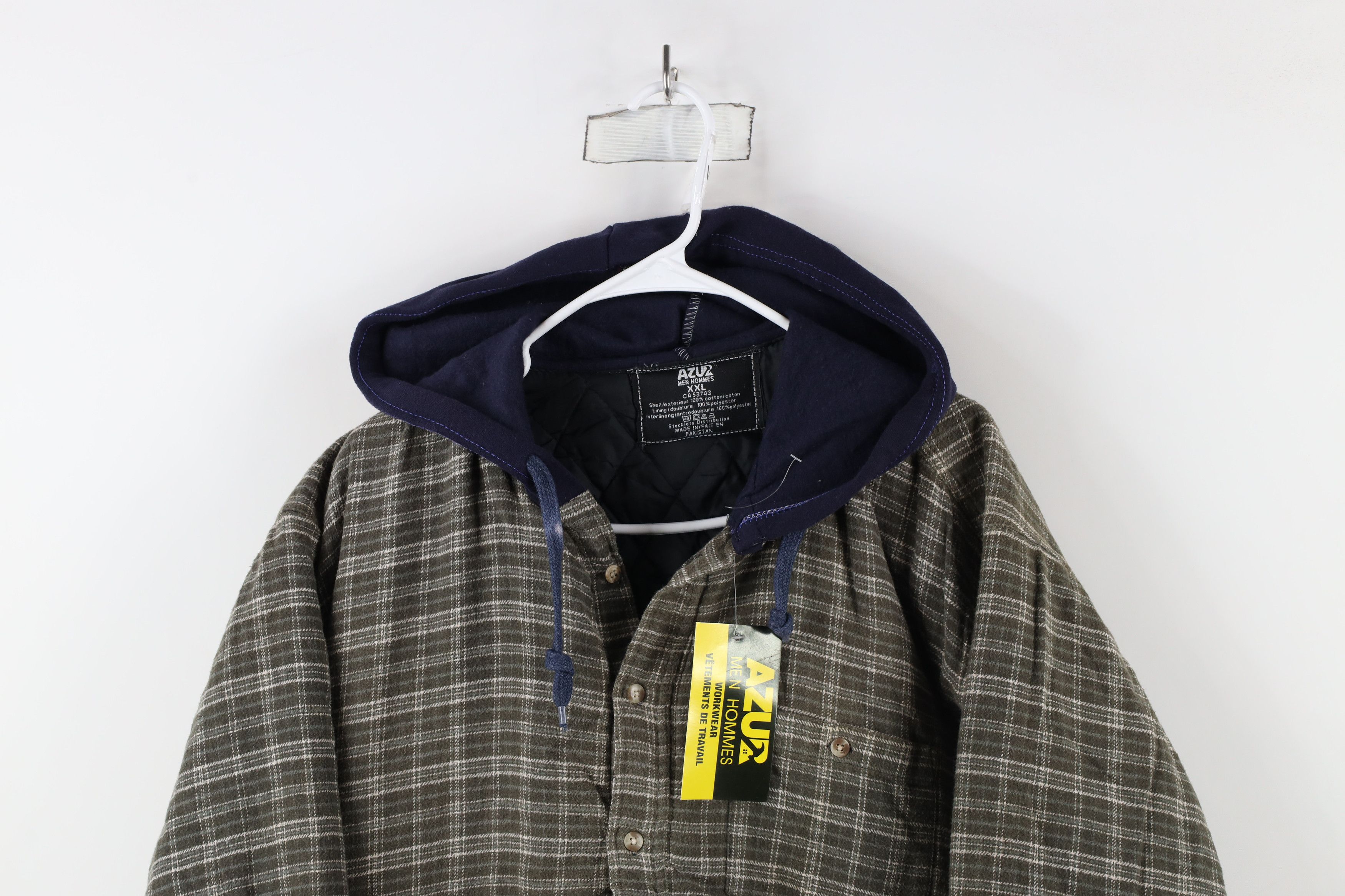 Vintage Deadstock Vintage 90s Streetwear Hooded Flannel Shirt Jacket Size US XXL / EU 58 / 5 - 2 Thumbnail