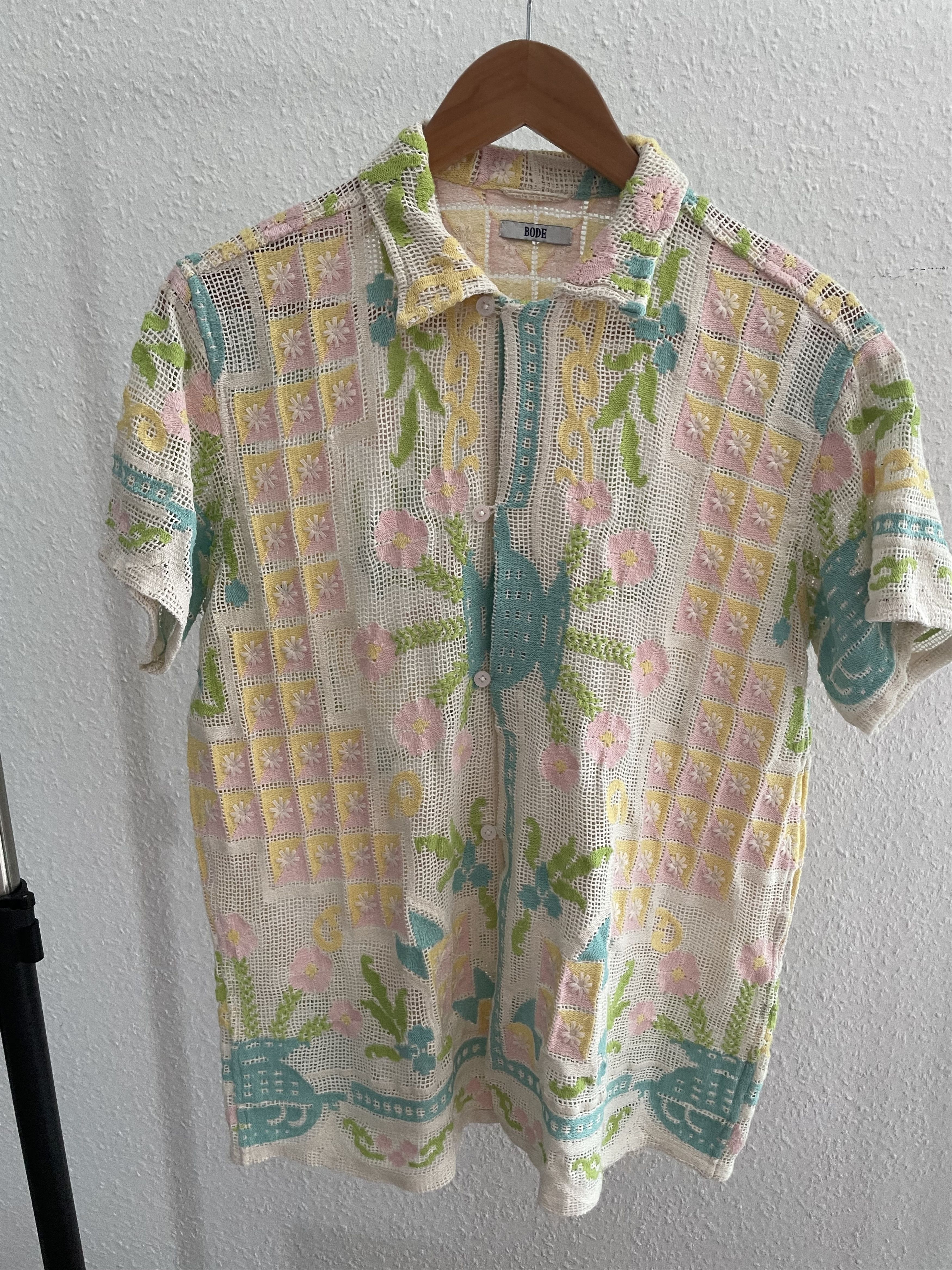 Bode Bode crochet knitted embroidered mesh shirt Size US S / EU 44-46 / 1 - 1 Thumbnail