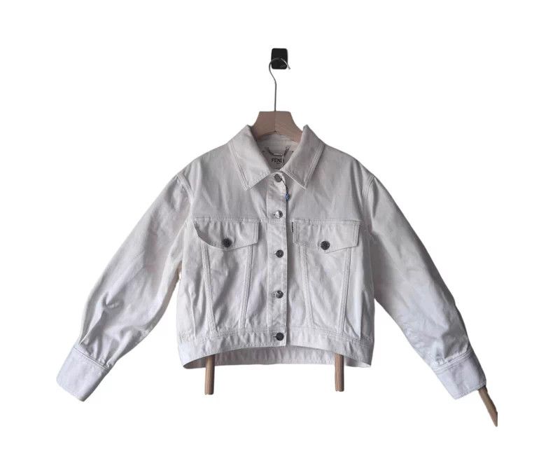 Fendi FENDI White Denim Jacket with Logo Size US M / EU 48-50 / 2 - 1 Thumbnail