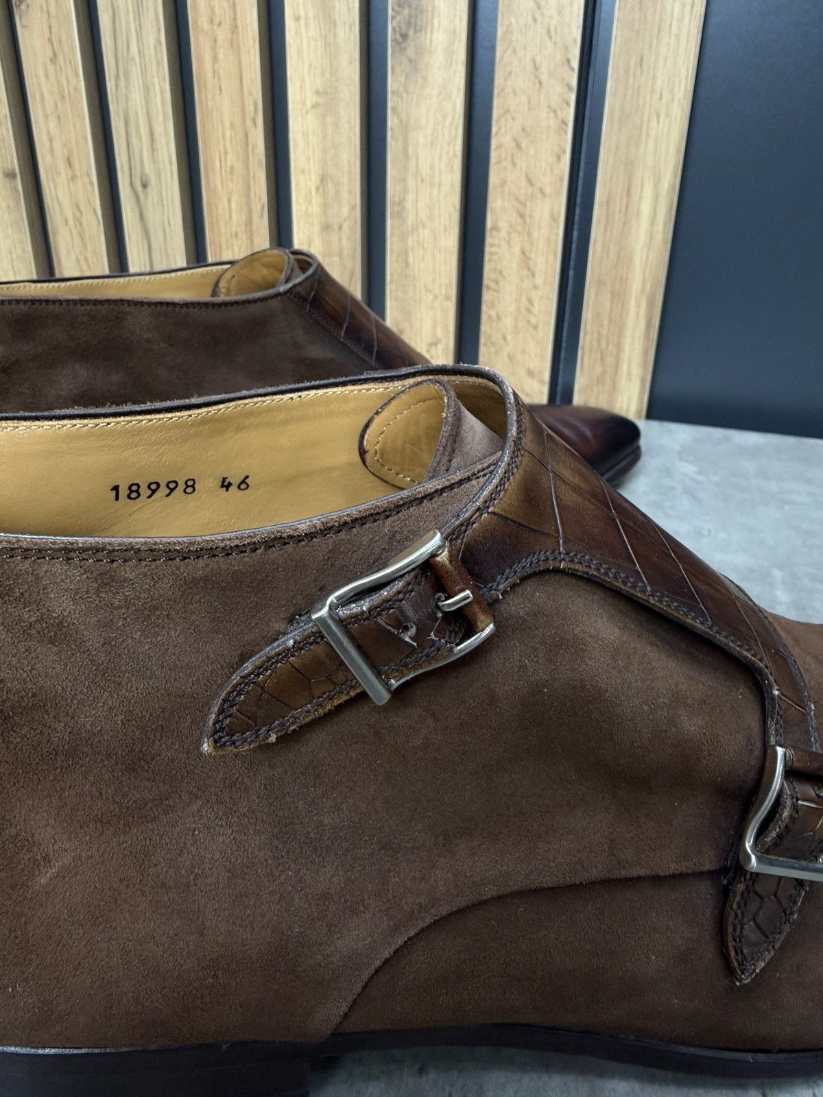 Magnanni Magnanni Double Monk Strap Ankle Boots Brown Suede Leather Size US 13 / EU 46 - 15 Thumbnail