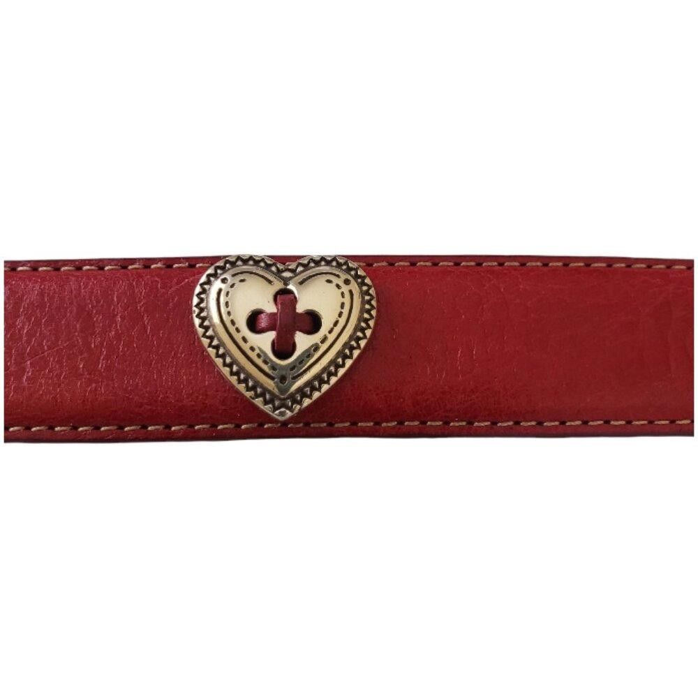 Brighton Brighton Red Heart Embellished Leather Belt Size ONE SIZE - 7 Thumbnail