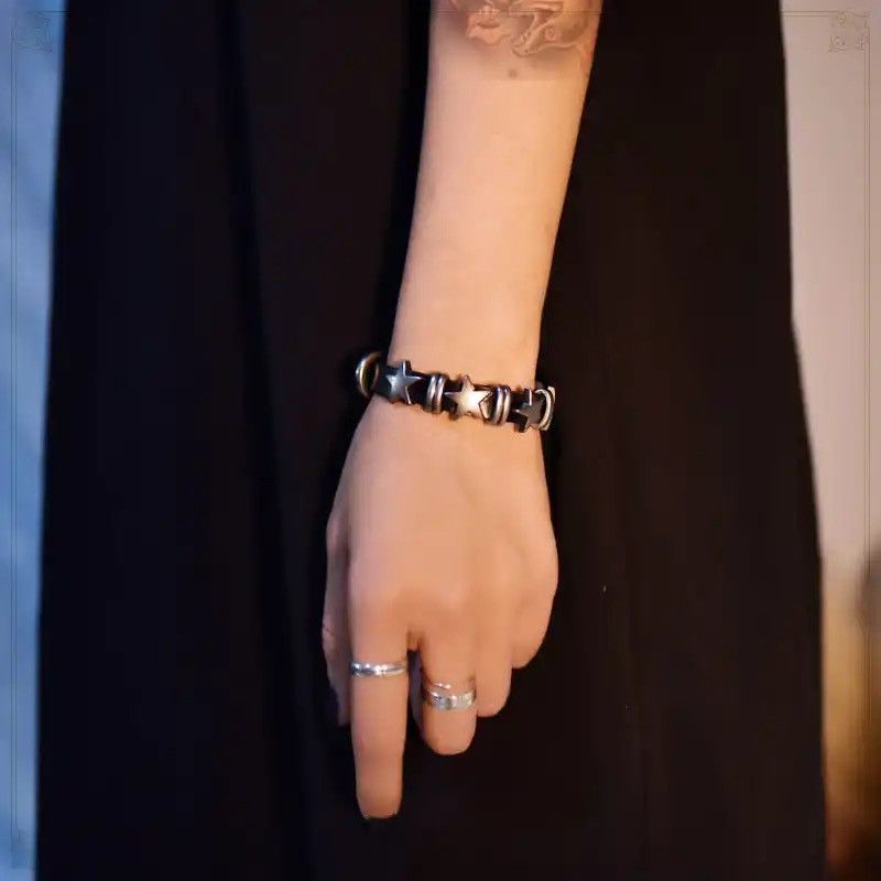 Japanese Brand × Vintage Vintage Star Leather Buckle Bracelet punk y2k goth skate Size ONE SIZE - 4 Thumbnail