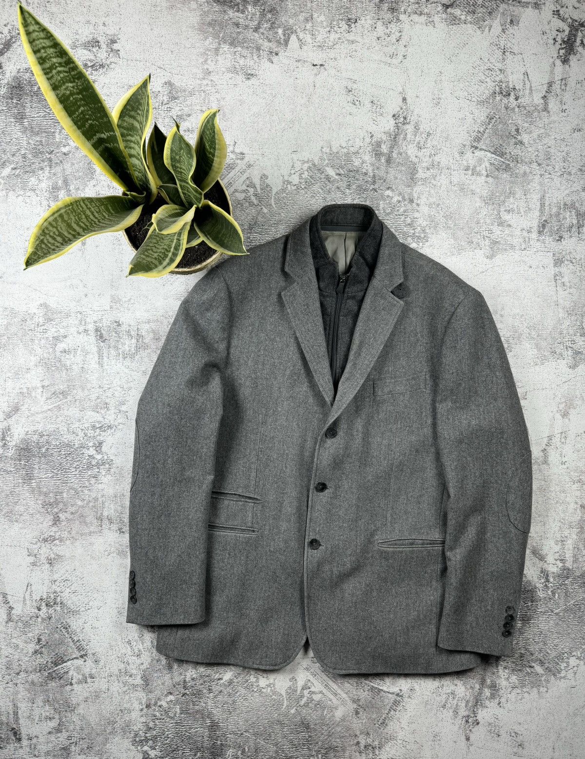 image of Vintage Luxury Balmain Paris Coat Wool Jacket Suit in Grey, Men's (Size 2XL)