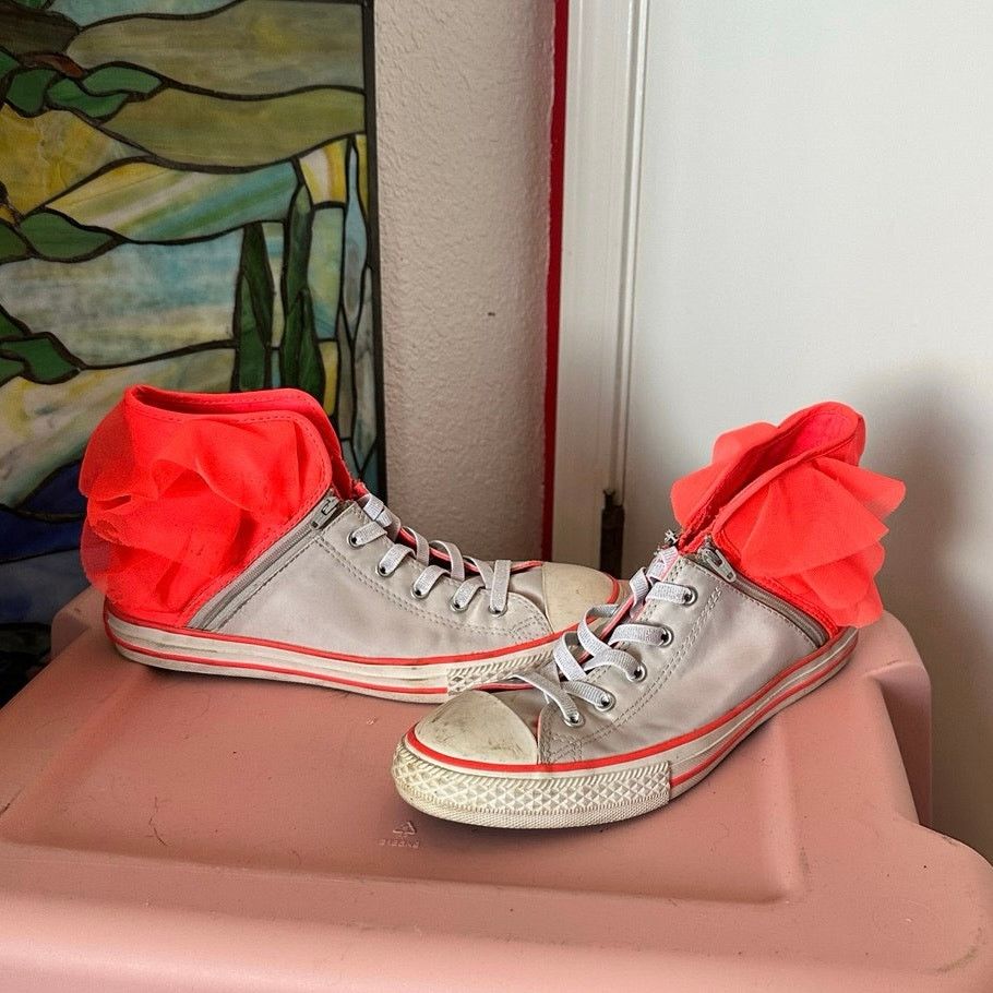 Converse converse neon orange and cream high top satin shoes Size US 8 / IT 38 - 2 Thumbnail