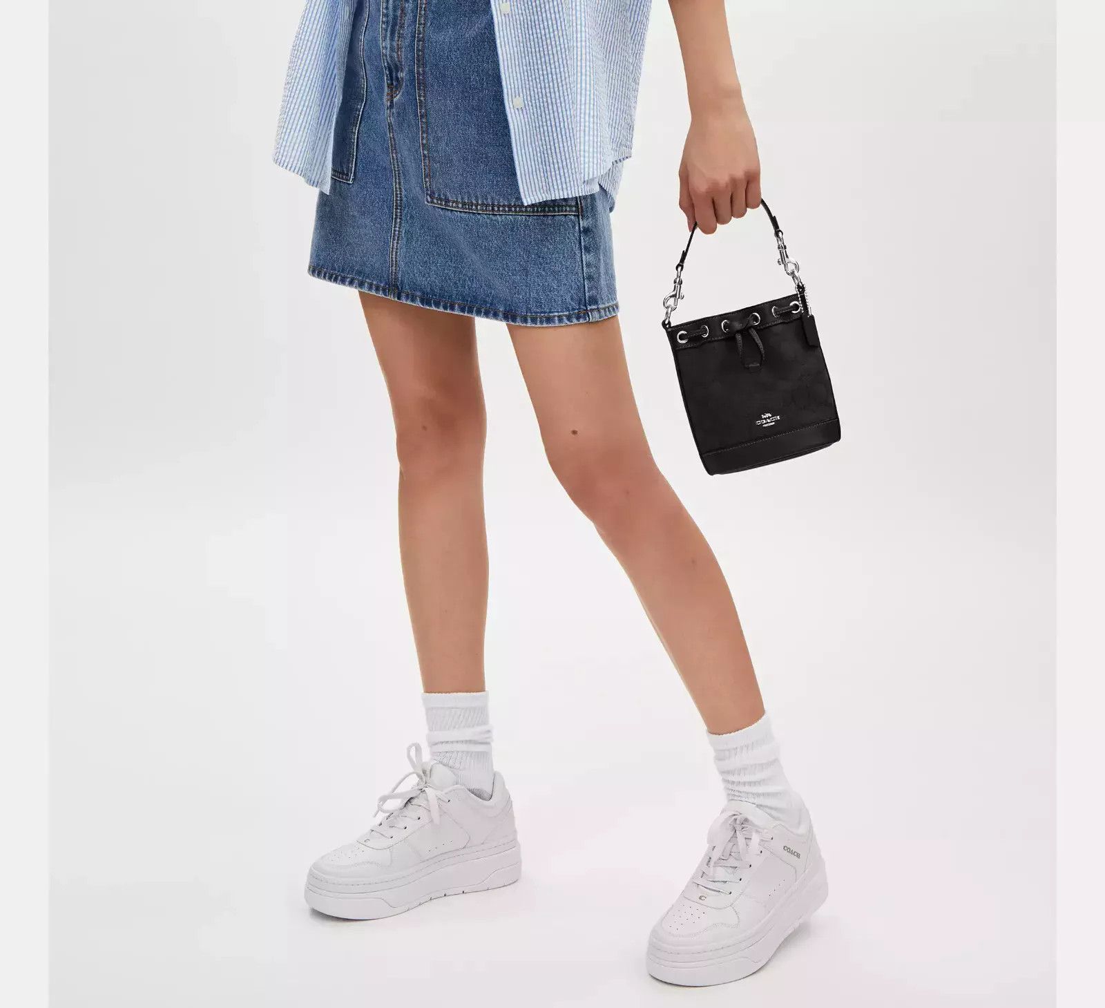 Coach NWT Coach Mini Bucket Bag In Signature Jacquard CT863 Size ONE SIZE - 7 Thumbnail
