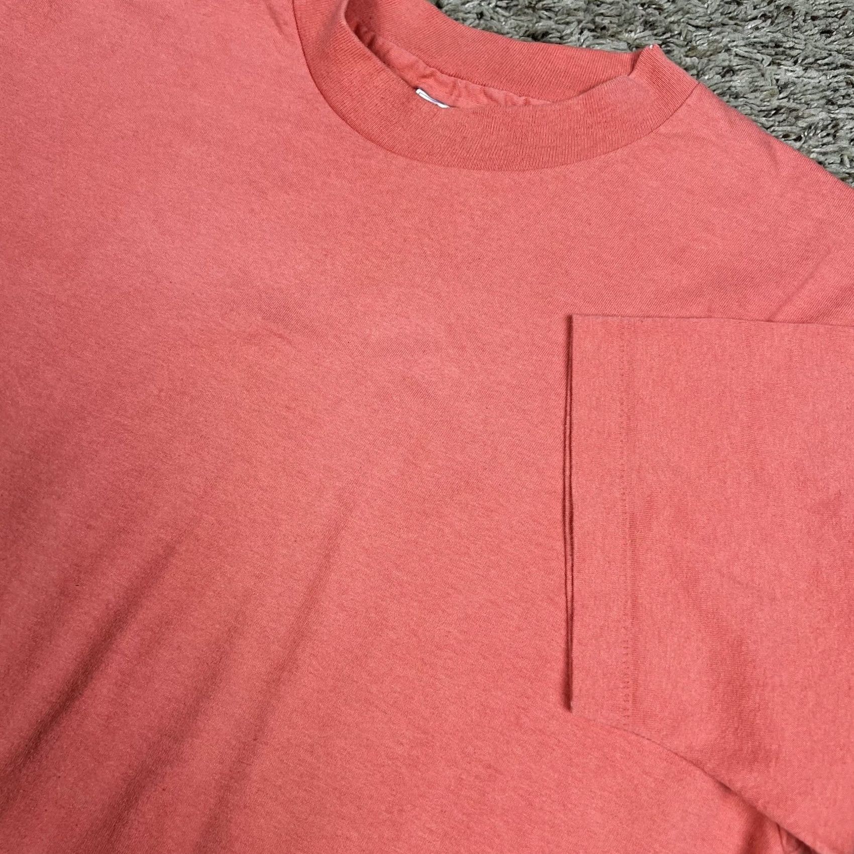 Hanes VINTAGE Hanes T-Shirt Salmon 90s Single Stitch Adult Medium Cotton Crew Neck Short Sleeve Unisex Size US M / EU 48-50 / 2 - 4 Thumbnail