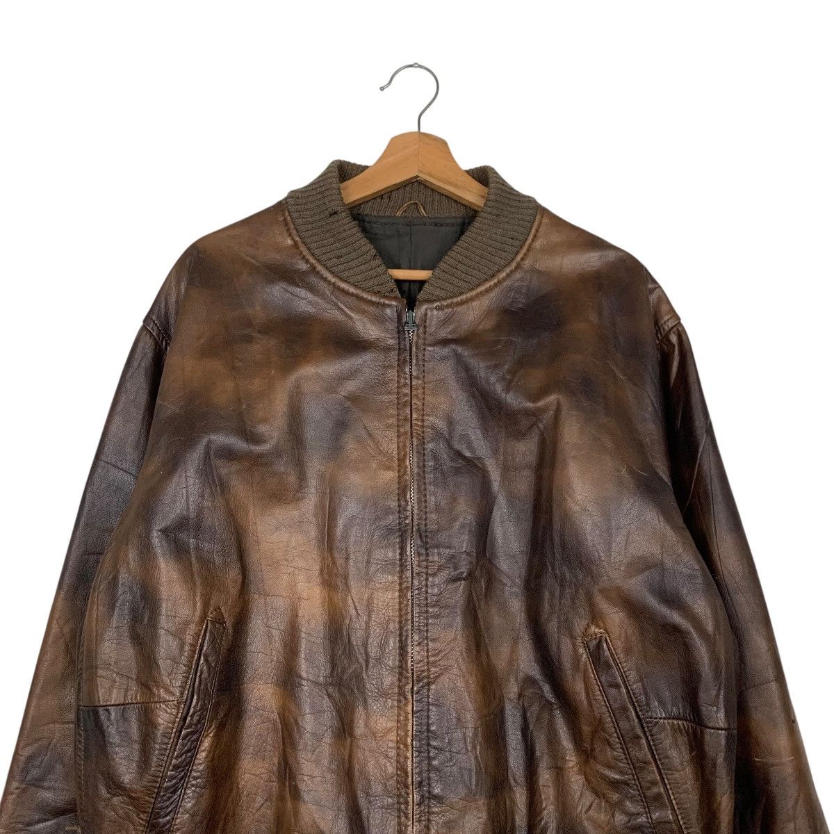 Japanese Brand Vintage HANTS Patina Leather Bomber Jacket #2431-C109 Size US L / EU 52-54 / 3 - 2 Thumbnail