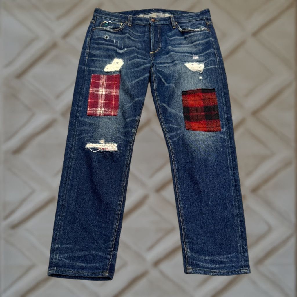 Denime Tortoise Selvedge Denim Jeans Women's 29 Mid Rise Distressed Blue Casual Straight Leg Streetwear Size 29" - 1 Thumbnail