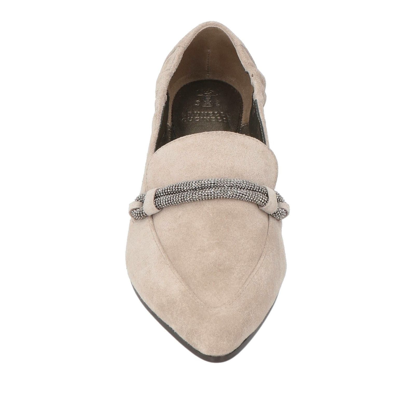 Brunello Cucinelli Brunello Cucinelli Woman's Suede Beaded Loafers Grey 36 Size US 6 / IT 36 - 3 Thumbnail