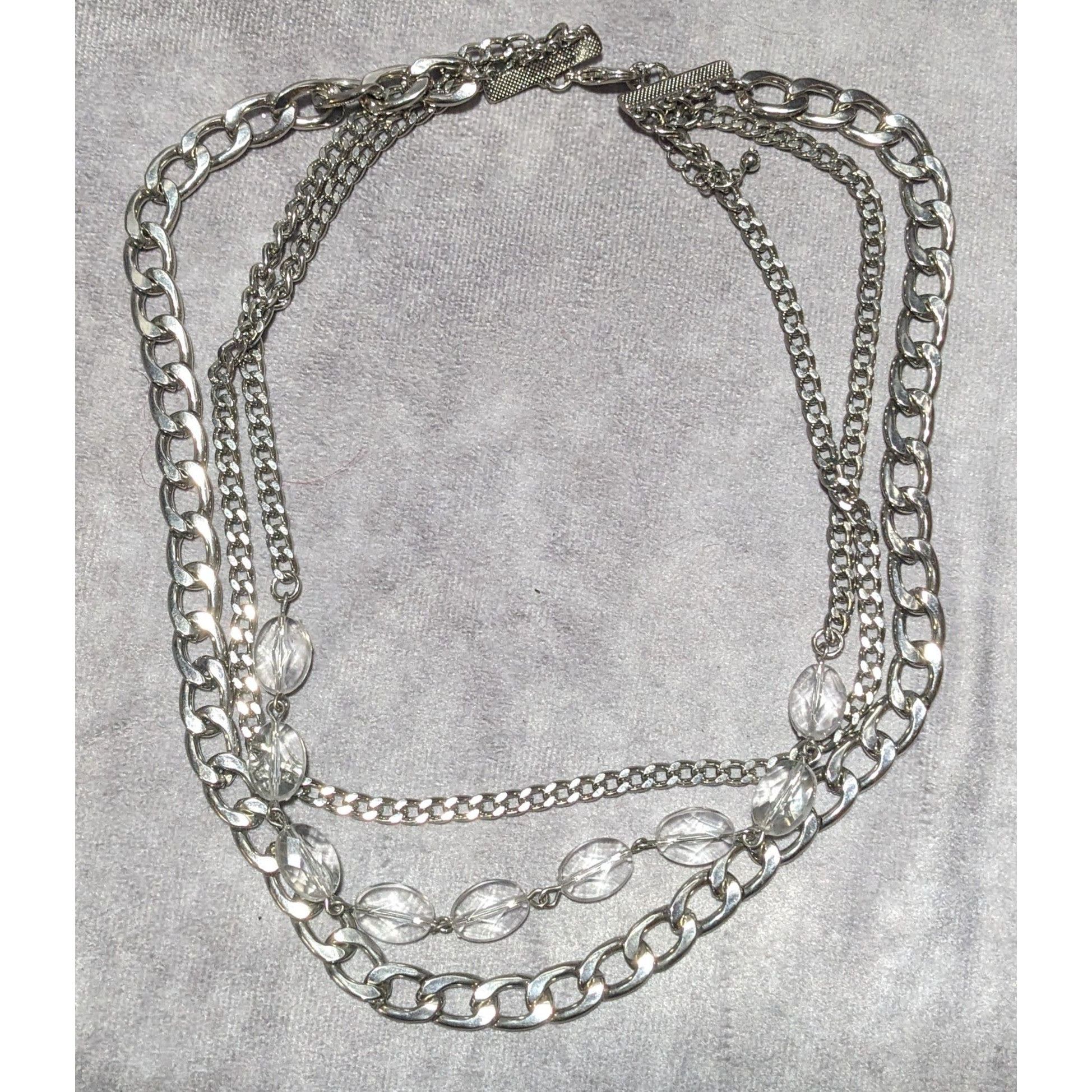 Other Elegant Chunky Silver Gemmed Chain Necklace Size ONE SIZE - 10 Thumbnail