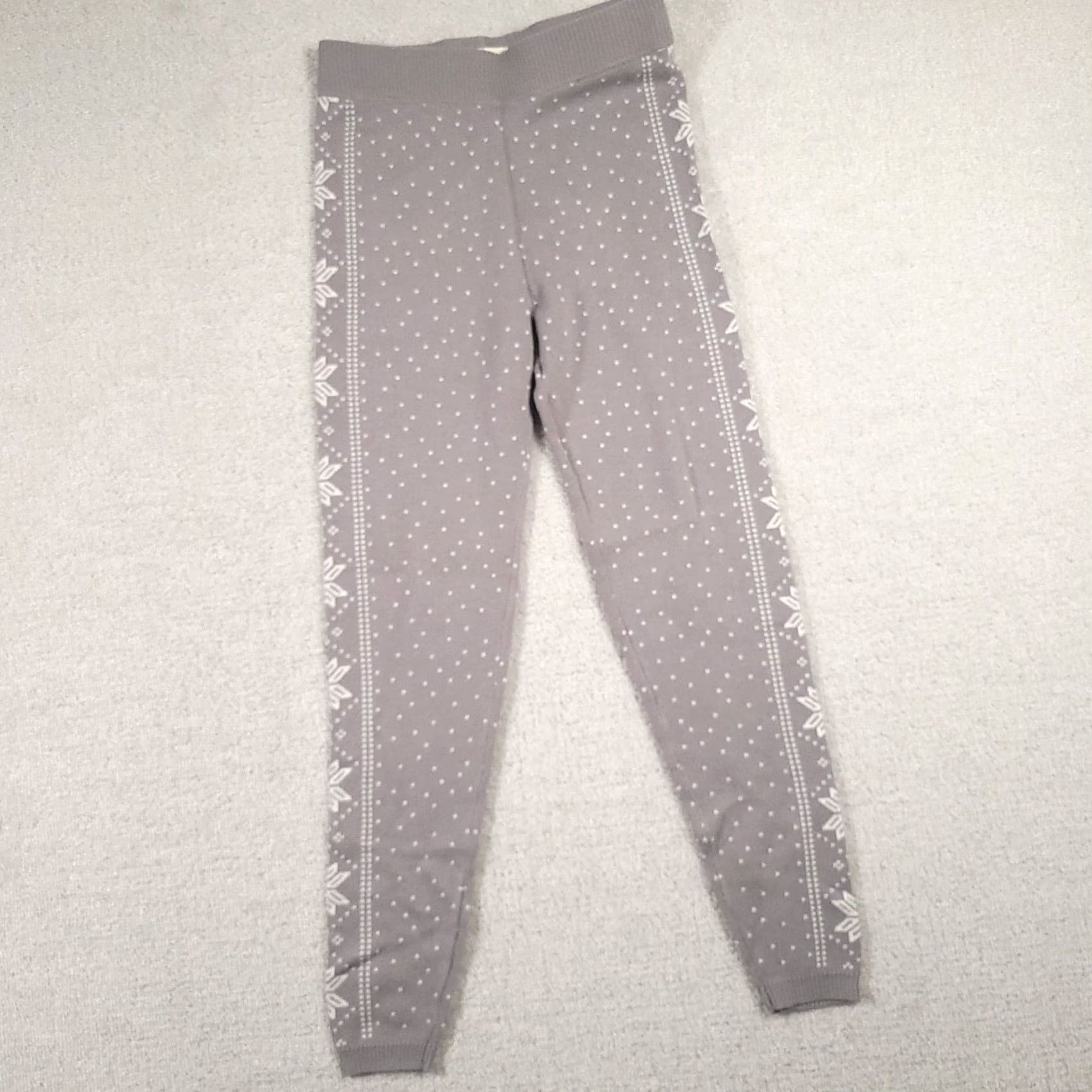 Vintage SO Leggings Women's Medium Gray Pull-On Knit Snowflake Print Warm Size 32" / US 10 / IT 46 - 2 Thumbnail