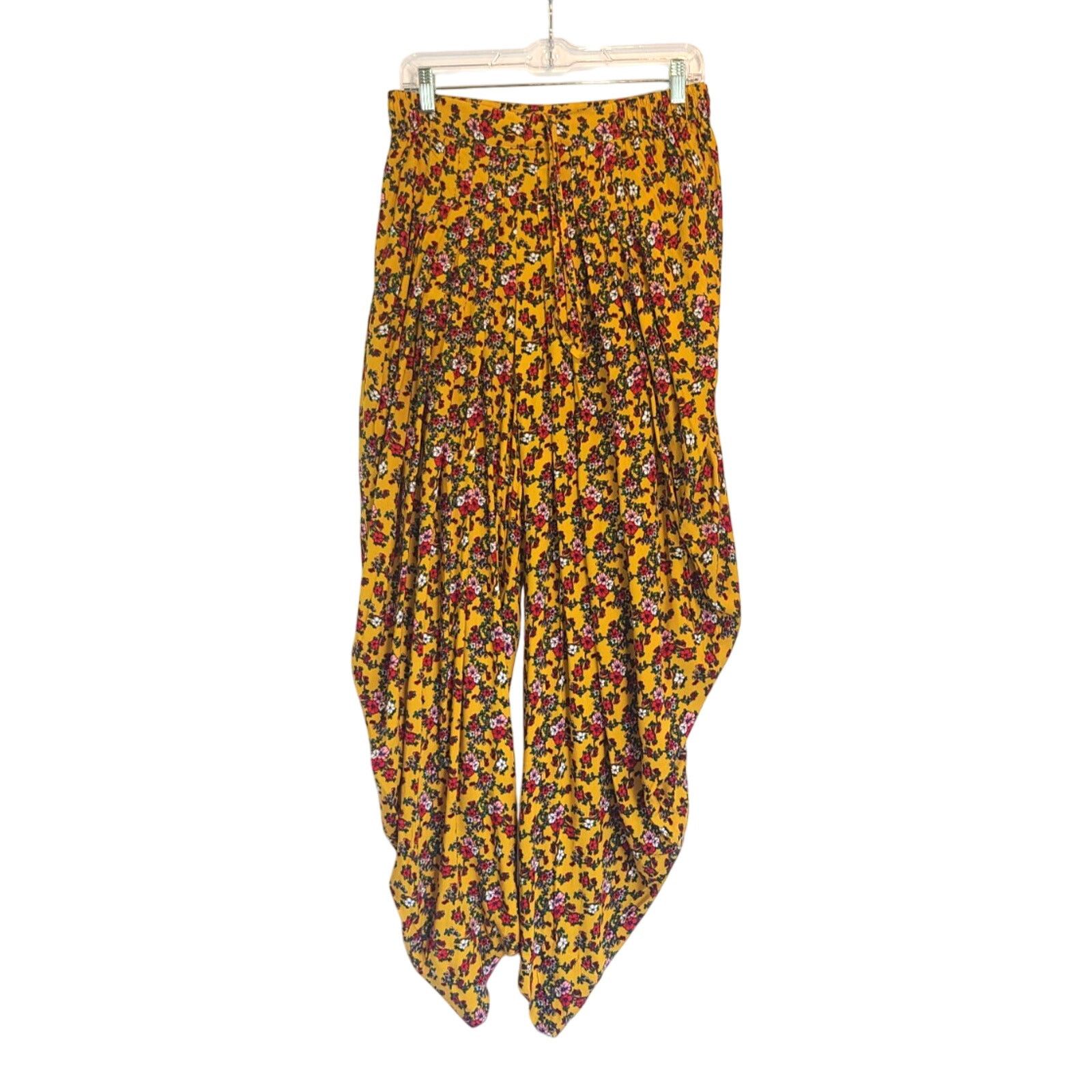 Anthropologie Anthropologie Orange Floral Pleated Harem Baggy Pants Large Size 28" / US 6 / IT 42 - 1 Thumbnail