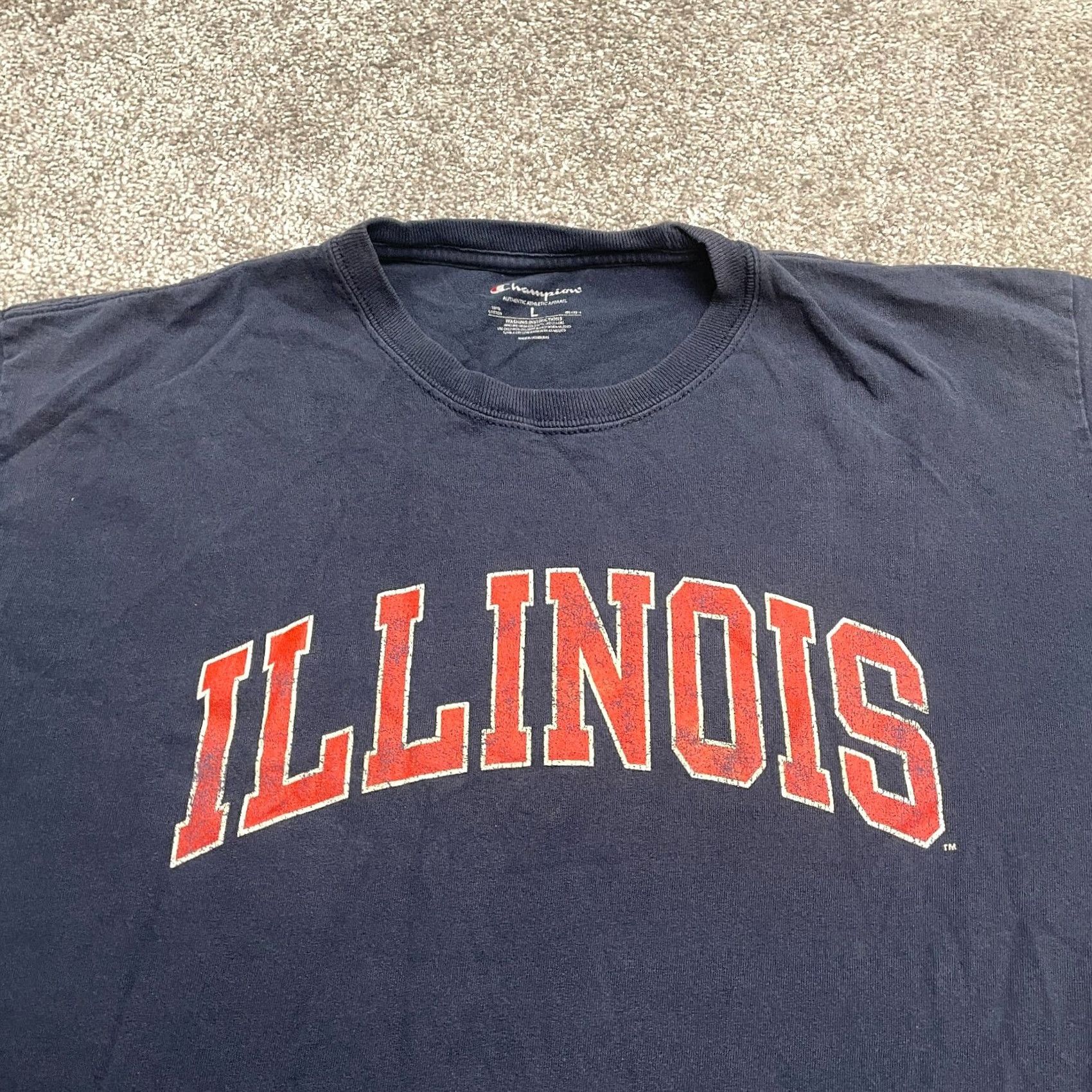 Champion Champion University Of Illinois Graphic T-Shirt Mens Large Navy Blue Crew Tee Size US L / EU 52-54 / 3 - 3 Thumbnail