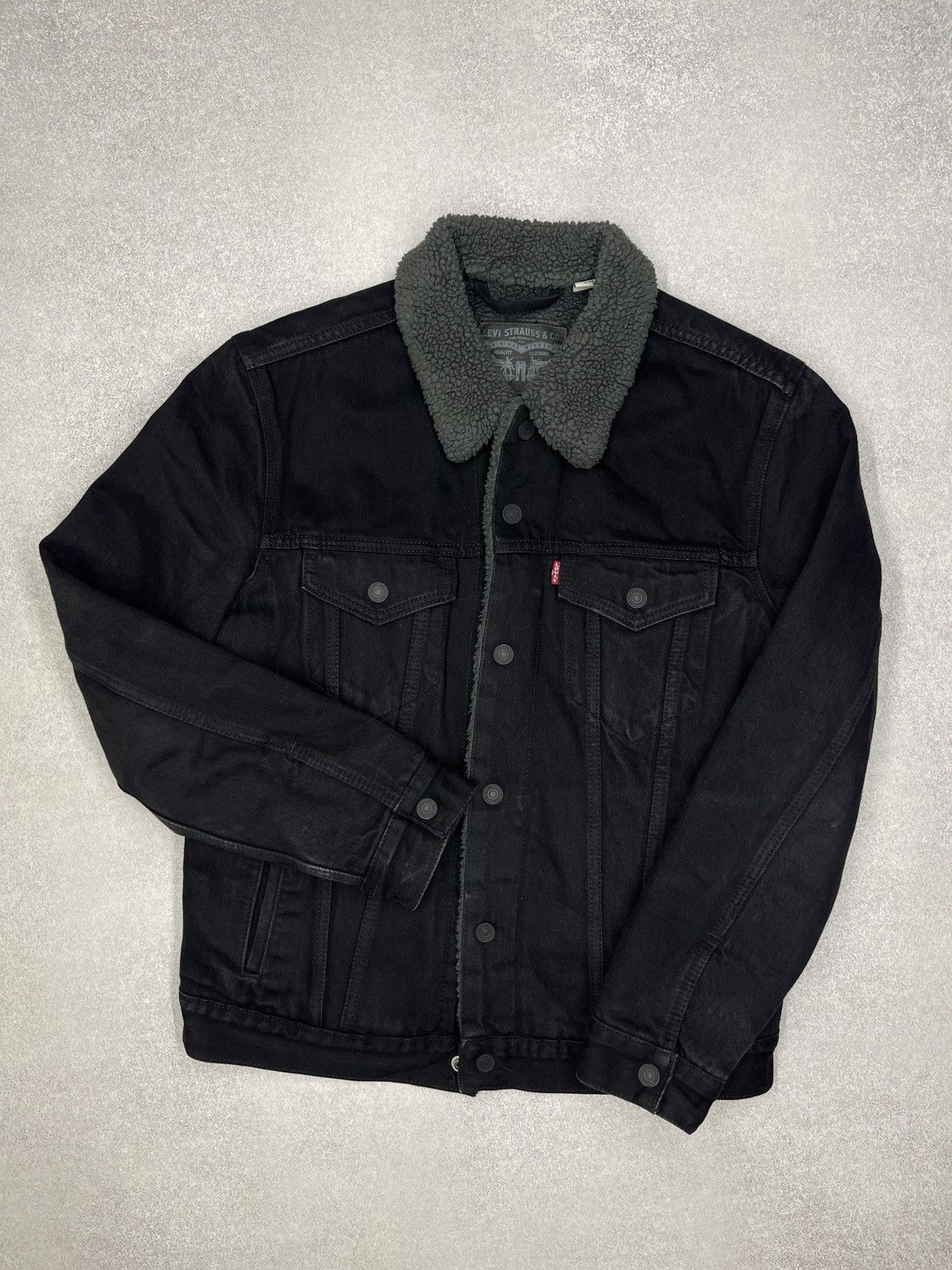 Levi's Mens Levis Sherpa Denim Jacket Black Y2K Size M Size US M / EU 48-50 / 2 - 2 Thumbnail