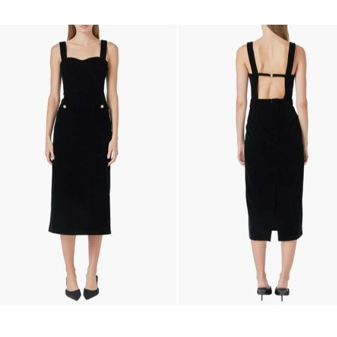 Other Endless Rose Open Back Velvet Midi Bustier Dress, Black, Sz. Size S / US 4 / IT 40 - 1 Thumbnail