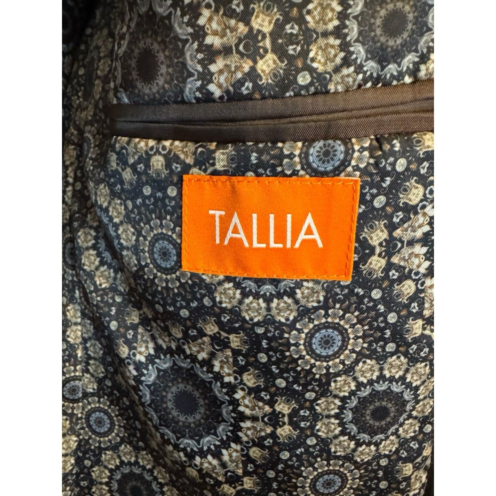 Tallia Tallia Classic Fit Suit Jacket Blazer Navy Blue Multiplaid Size 42L - 8 Thumbnail