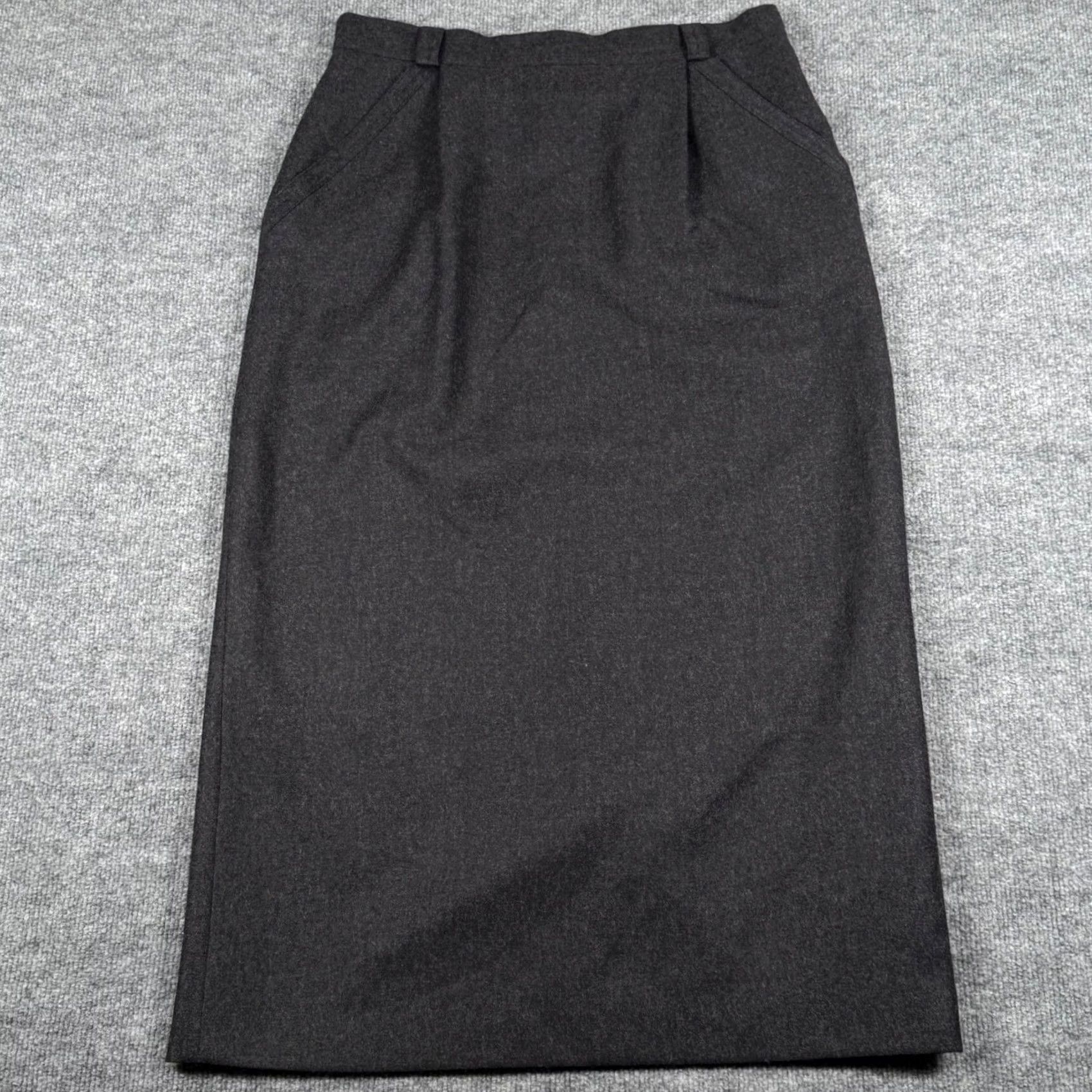 Vintage Alfred Sung Sport Pure Virgin Wool Pencil Skirt 14 Long Midi Slit Career Office - Blend Size 36" / US 14 / IT 50 - 2 Thumbnail