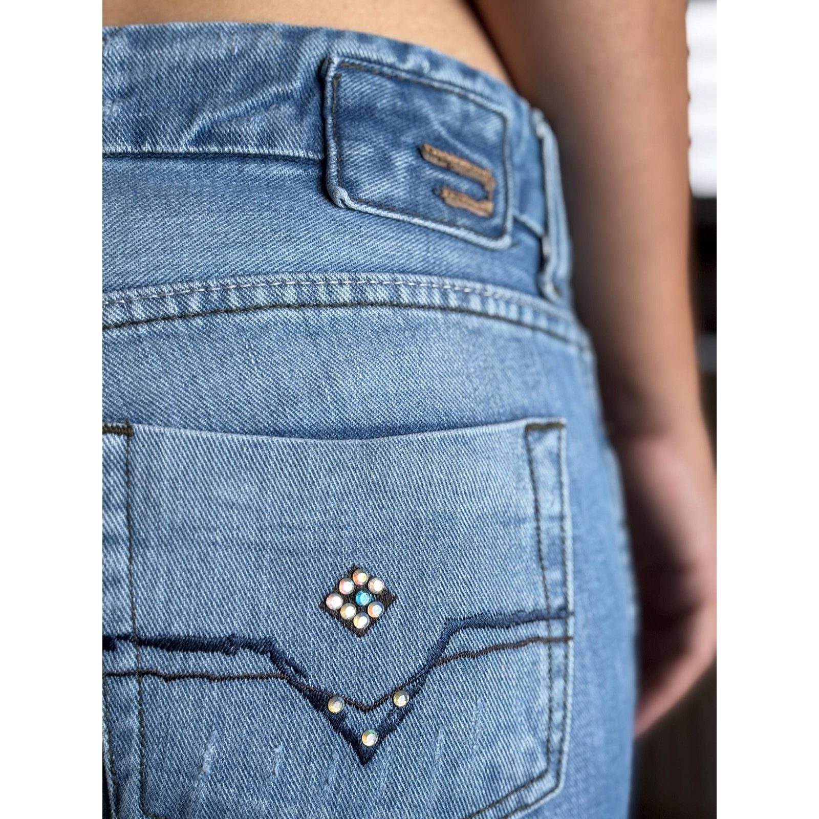 Diesel Diesel Italy Size 30 Flared Crystal Stud Light Blue Y2K Rare Size US 30 / EU 46 - 3 Thumbnail