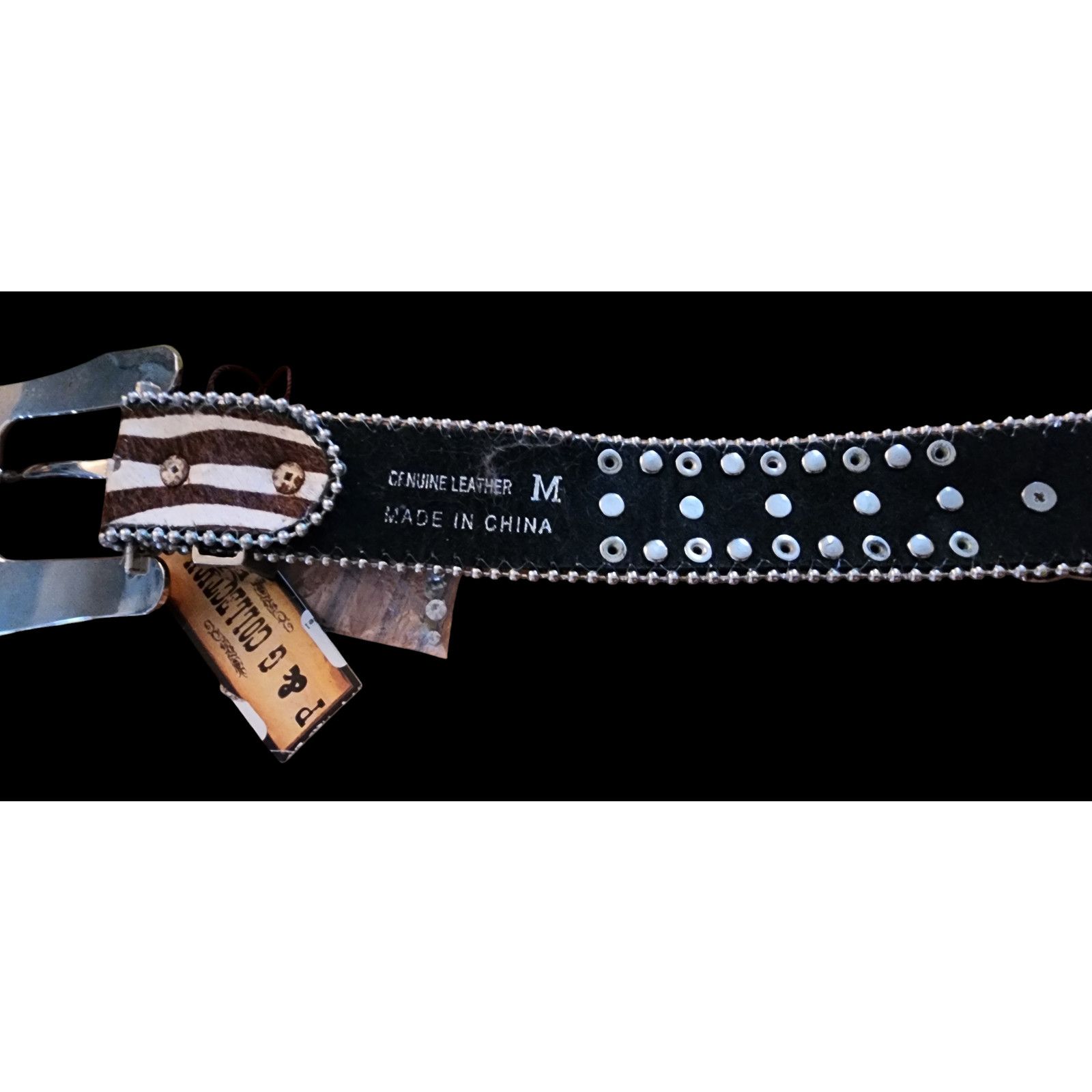 Other Vintage Zebra Belt, Rhinestone Belt, Western Buckle Belt Size ONE SIZE - 2 Thumbnail