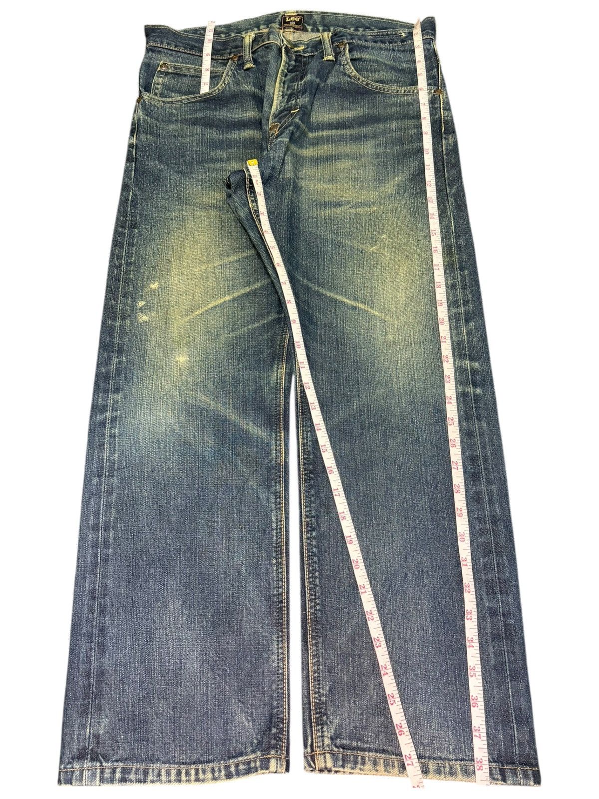 Lee Vintage 90s Lee 101 Selvedge Mud Wash Distress Loose Jeans Size US 33 - 7 Thumbnail