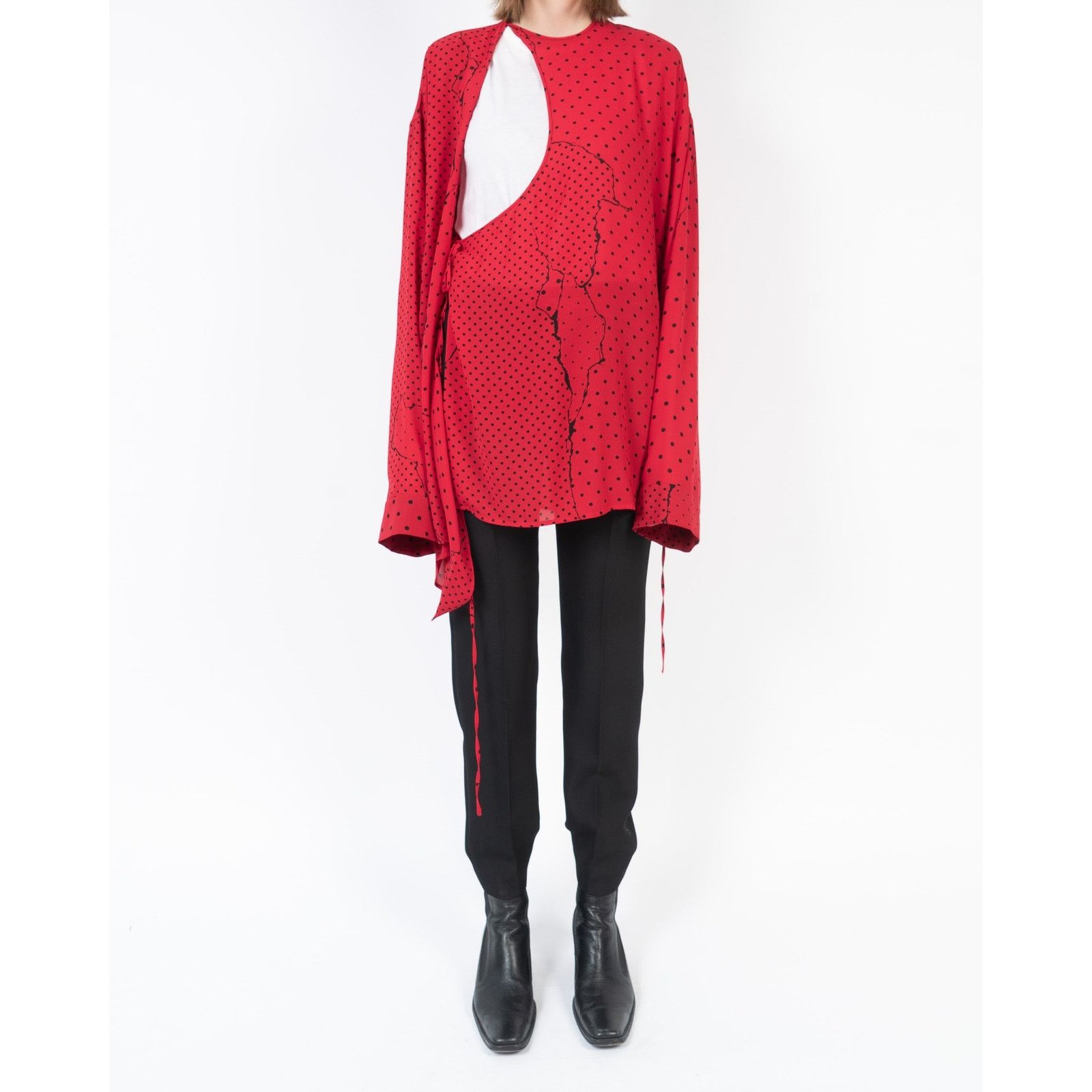 Haider Ackermann SS18 Red Polkadot Silk Shirt Size S / US 4 / IT 40 - 3 Thumbnail