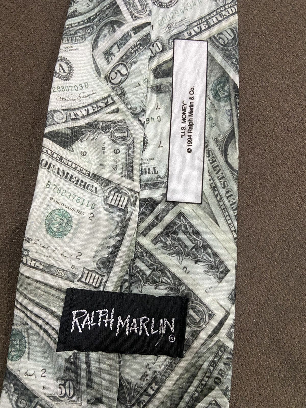Ralph Marlin × Vintage Vtg 90s Ralph Marlin “US Money” Men’s Necktie Size ONE SIZE - 3 Thumbnail