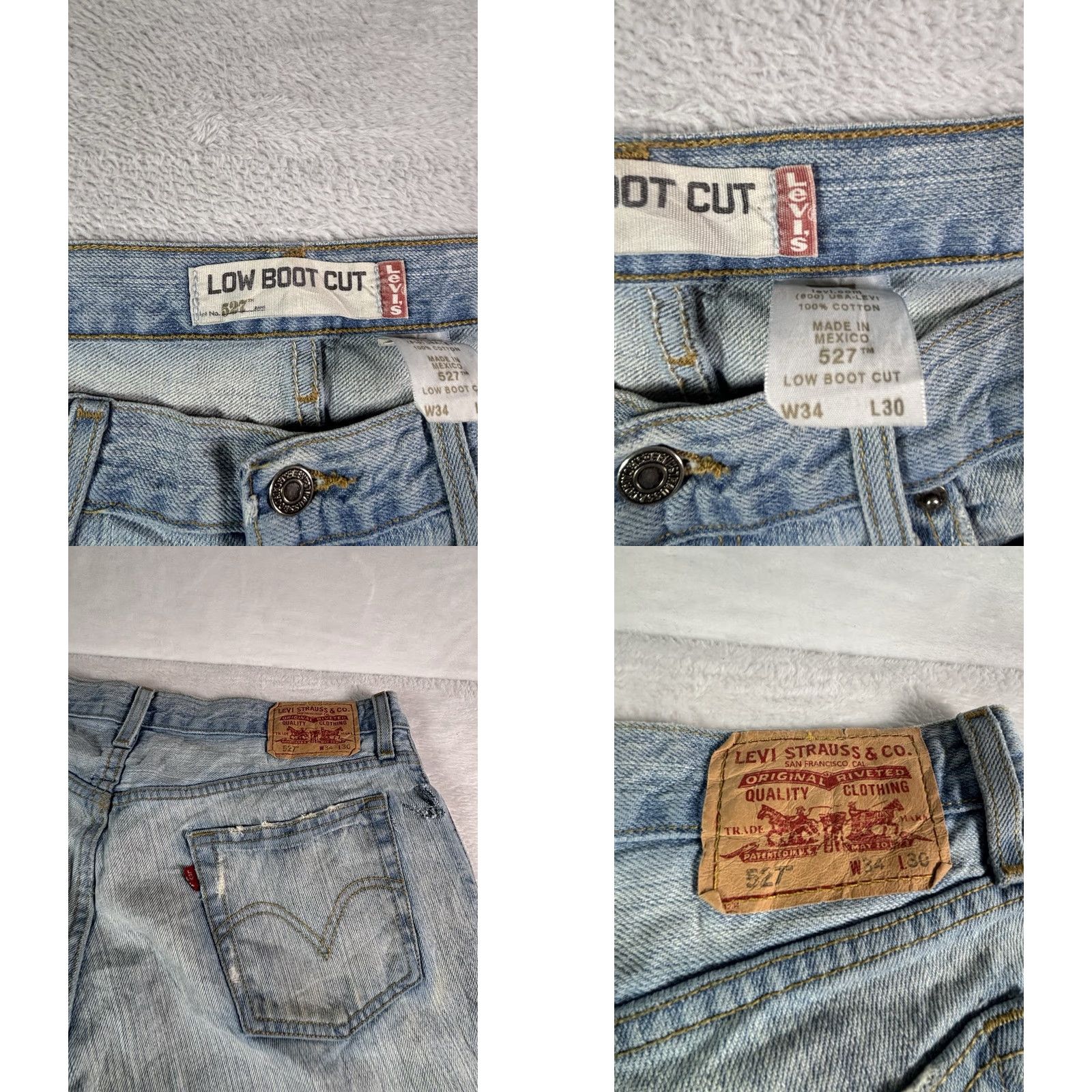 Levi's VINTAGE Levi's 527 Jeans Mens Low Boot Cut 34x30 Light Blue Wash Workwear Denim 5-Pocket Pockets 90s USA Cowboy Men Jeans Cap/Logo Zipper Button Size US 34 / EU 50 - 8 Thumbnail