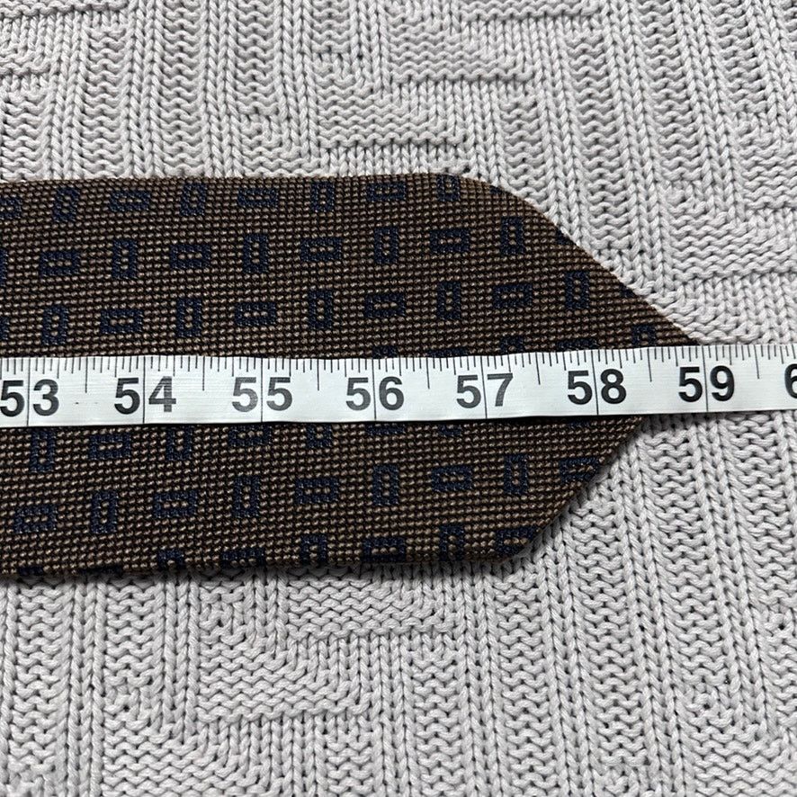 Ermenegildo Zegna Ermenegildo Zegna bronze geometric print textured silk tie Size ONE SIZE - 5 Thumbnail