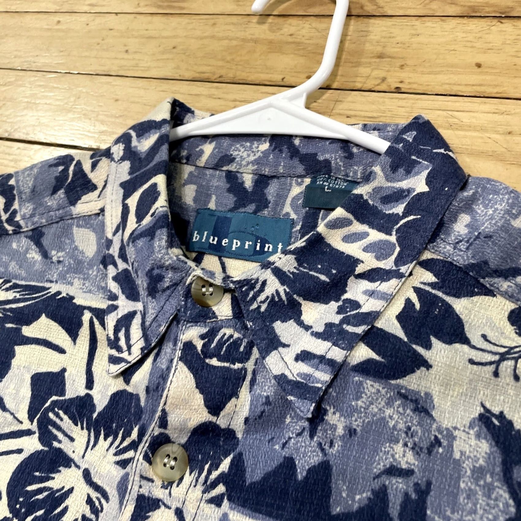 ALOHAS Blueprint Vtg 90s Shirt Men's L Blue Hawaiian Aloha Floral Madras Cotton Shirt Size US L / EU 52-54 / 3 - 3 Thumbnail