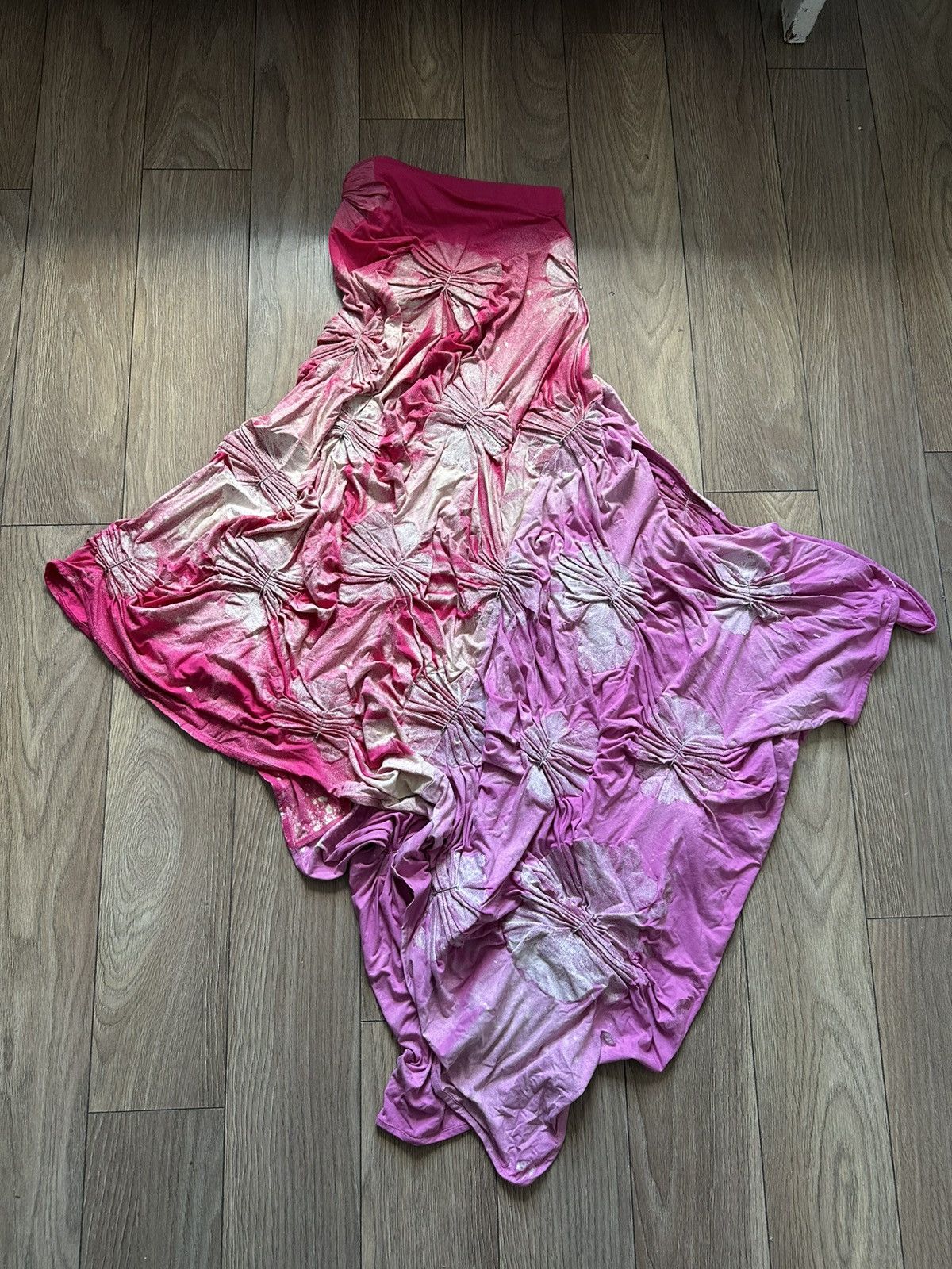 Designer Pink wax skirt asymmetric experimental structure school Size 27" / US 4 / IT 40 - 2 Thumbnail