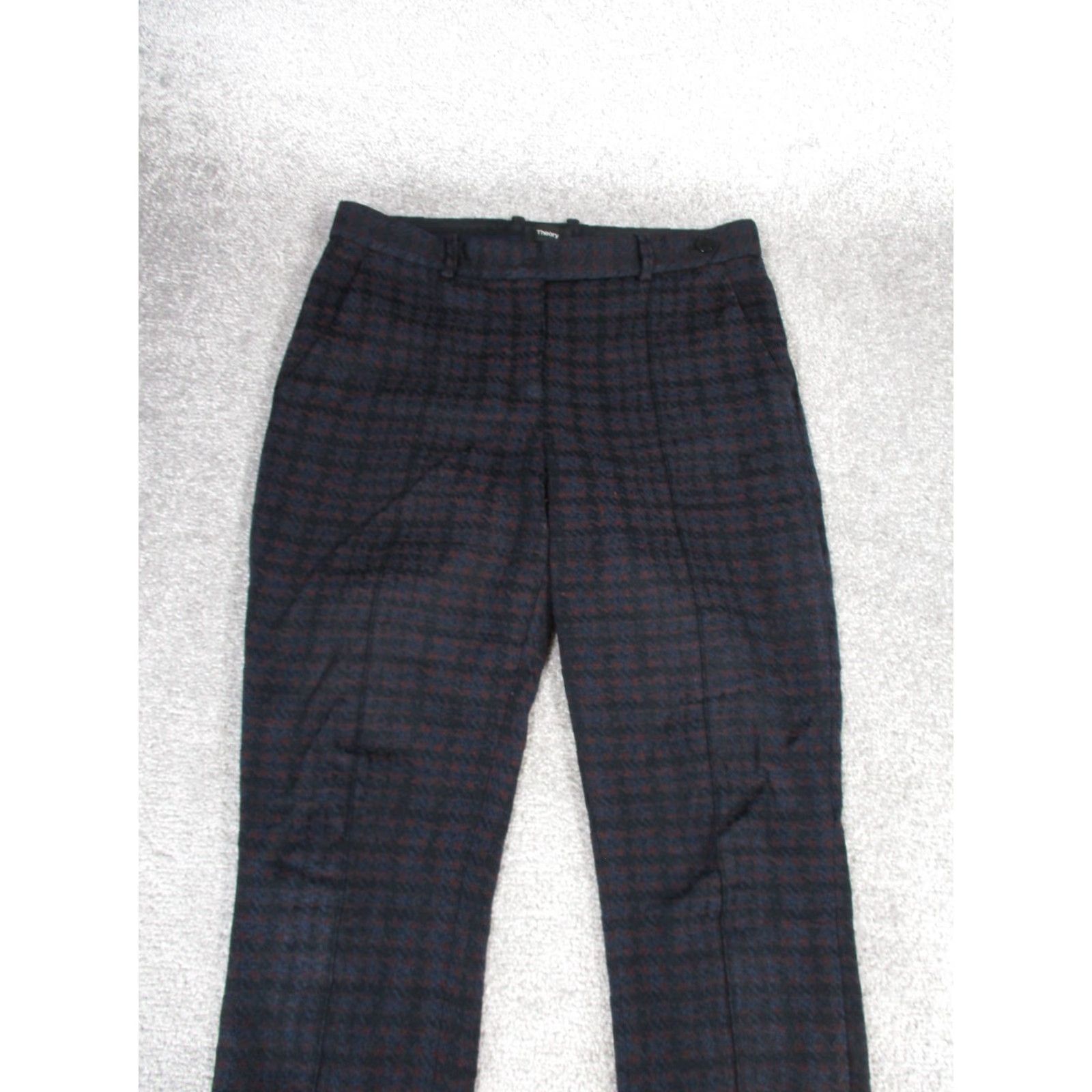 Theory Theory Pants Womens 4 Black Knit Cotton Nylon Spandex Tapered Flat Front Dress Pants Check Theory Size 27" / US 4 / IT 40 - 3 Thumbnail